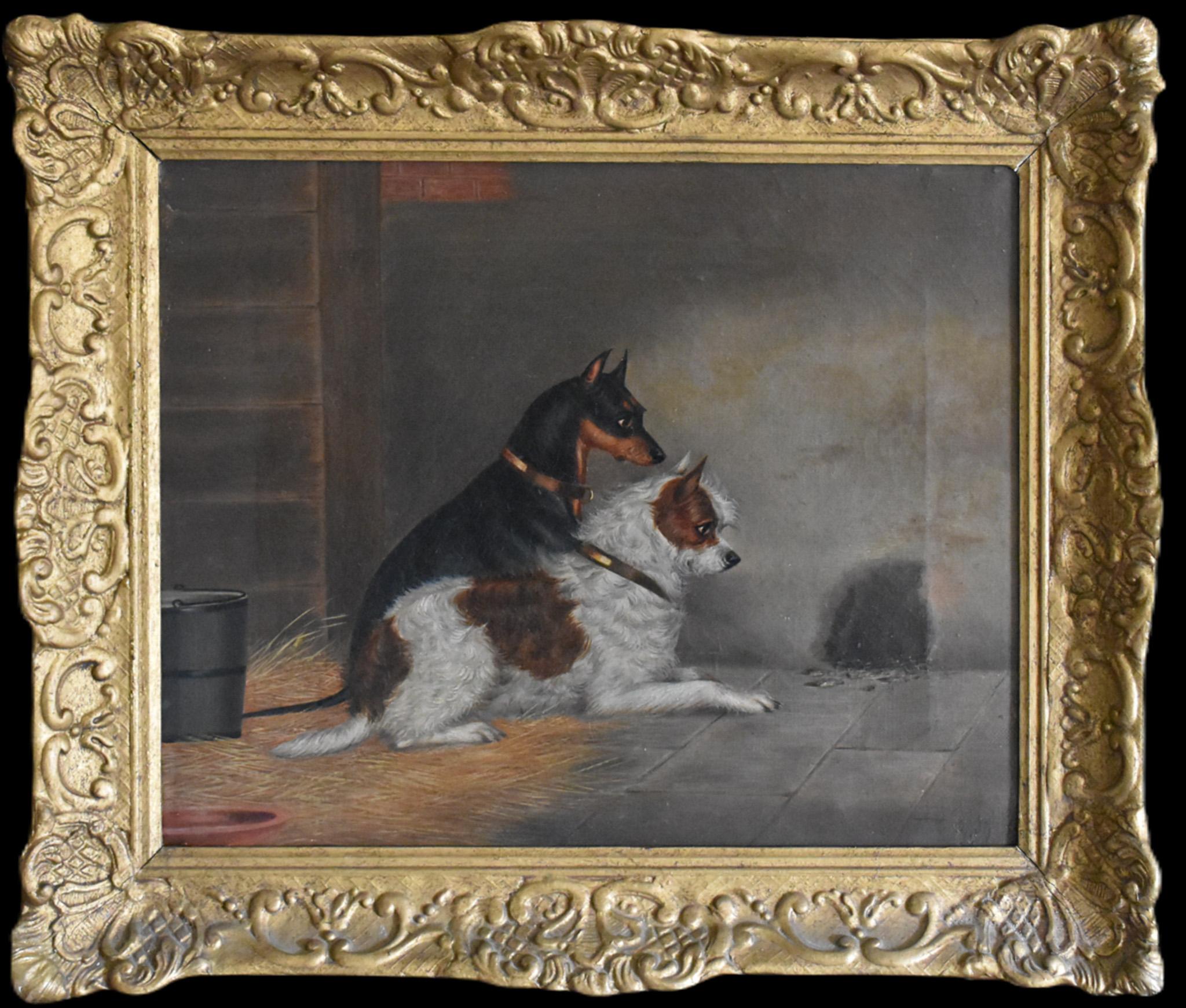 Animal Painting de Edwin Loder - La emboscada (Fritz y un Manchester terrier)