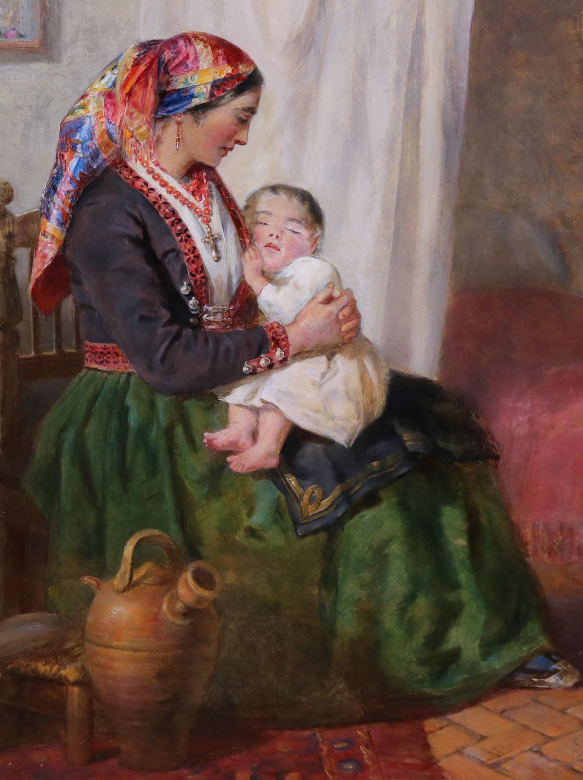 The Nurse Maid - 19th Century Oil Painting of Spanish Orientalist Family Scene 1