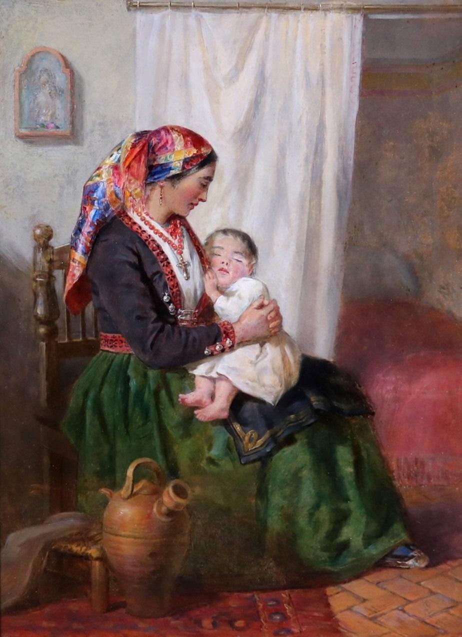 ‘The Nurse Maid’ by Edwin Longsden Long R.A. (1829-1891)

The painting – which depicts a Spanish ama de cria cradling a young child – is signed with the artist’s monogram and hangs in a newly commissioned gold metal leaf frame.

Edwin Long studied