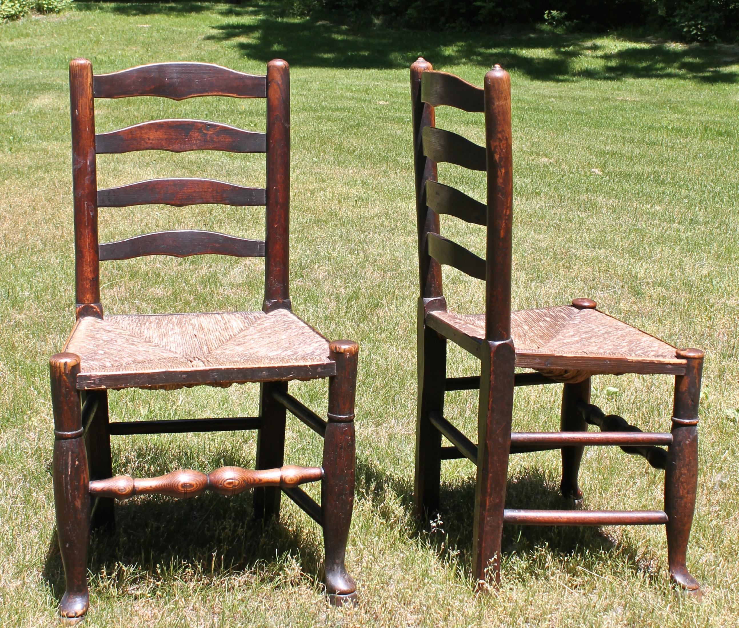 Arts and Crafts Edwin Lutyens Style English Ash & Alder Ladder Back Side Chairs