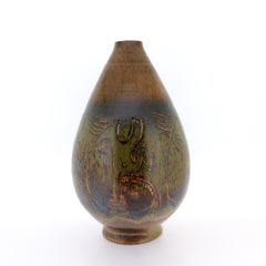 Edwin and Mary Scheier Modernist Art Pottery Vase en grès avec visages et figures