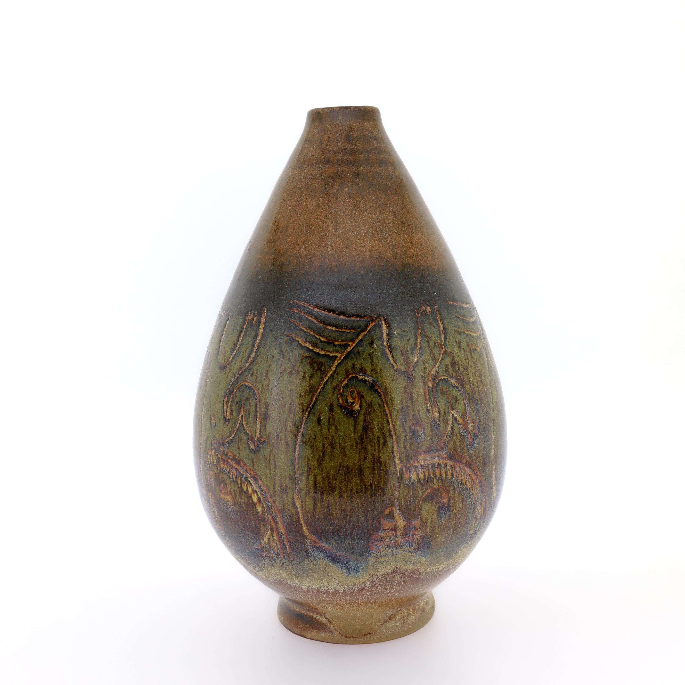 Mid-Century moderno Edwin and Mary Scheier Vaso modernista in ceramica d'arte con volti e figure in vendita