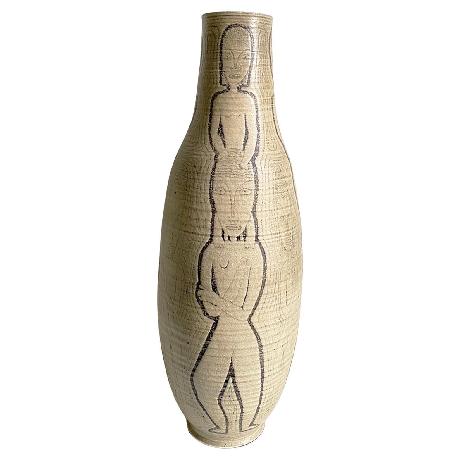 Edwin and Mary Scheier Base de lámpara / Vasija / Jarrón de cerámica monumental 25,5 en venta