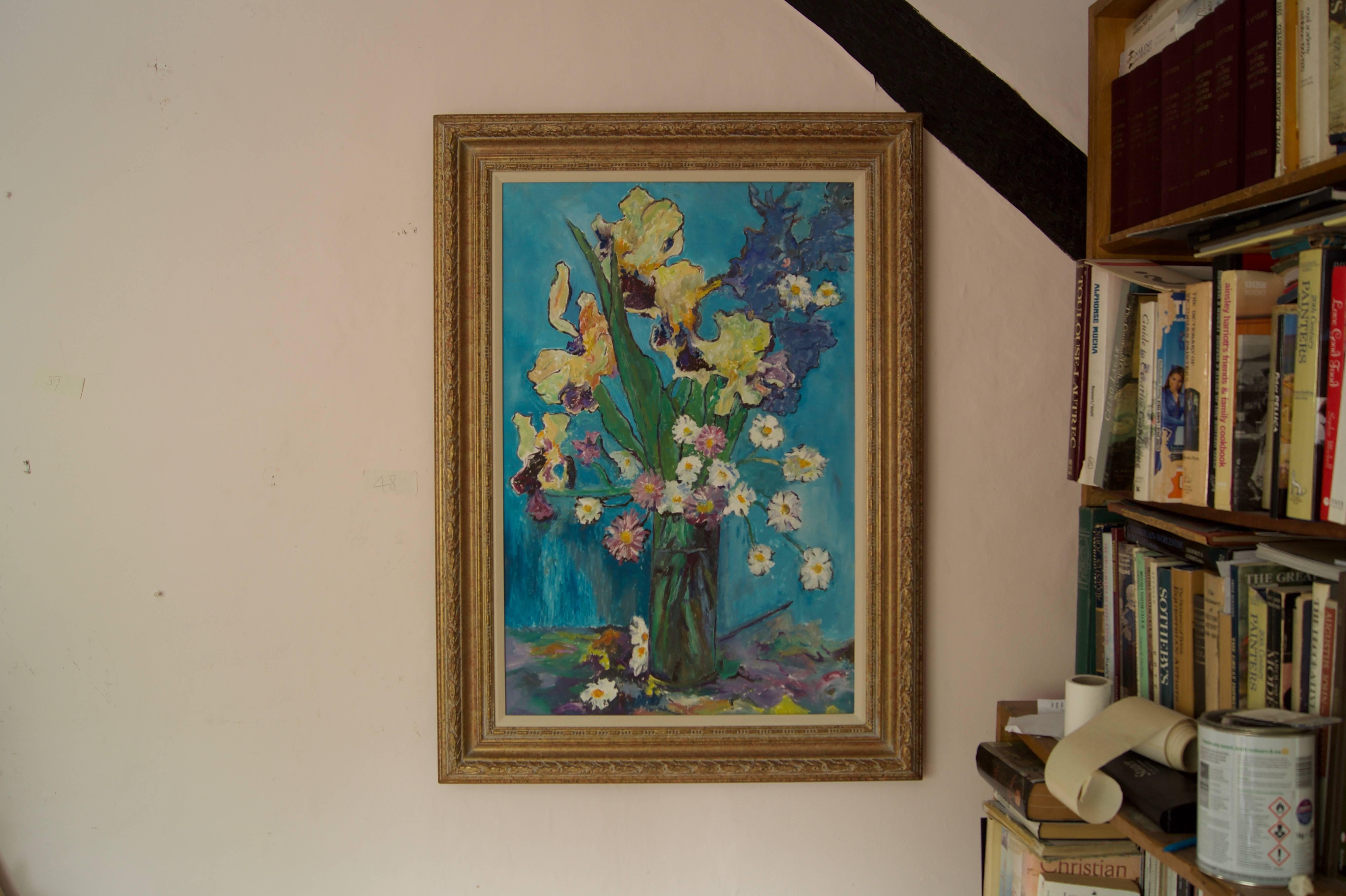 Blumen – Stillleben des späten 20. Jahrhunderts, Ölpastell von Edwin Mendoza – Figurativ im Angebot 2