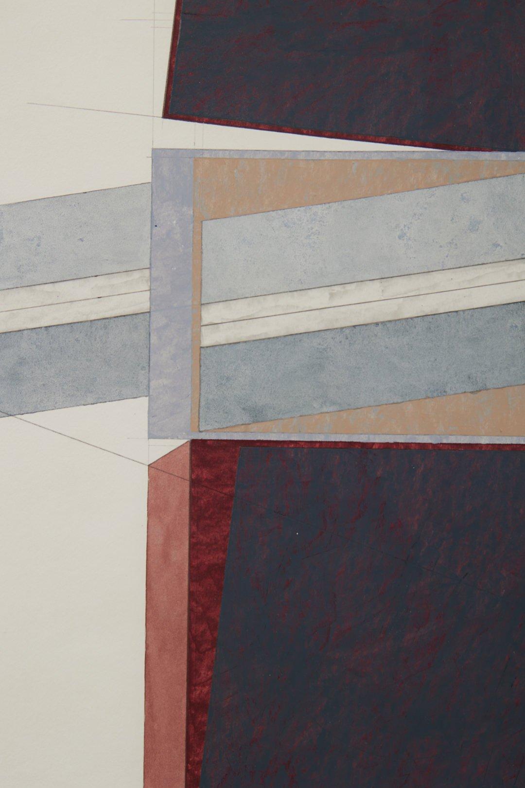 Broken Eis, große Gouache aus der Mitte des 20. Jahrhunderts, Op Art Cleveland School Künstler (Op-Art), Painting, von Edwin Mieczkowski