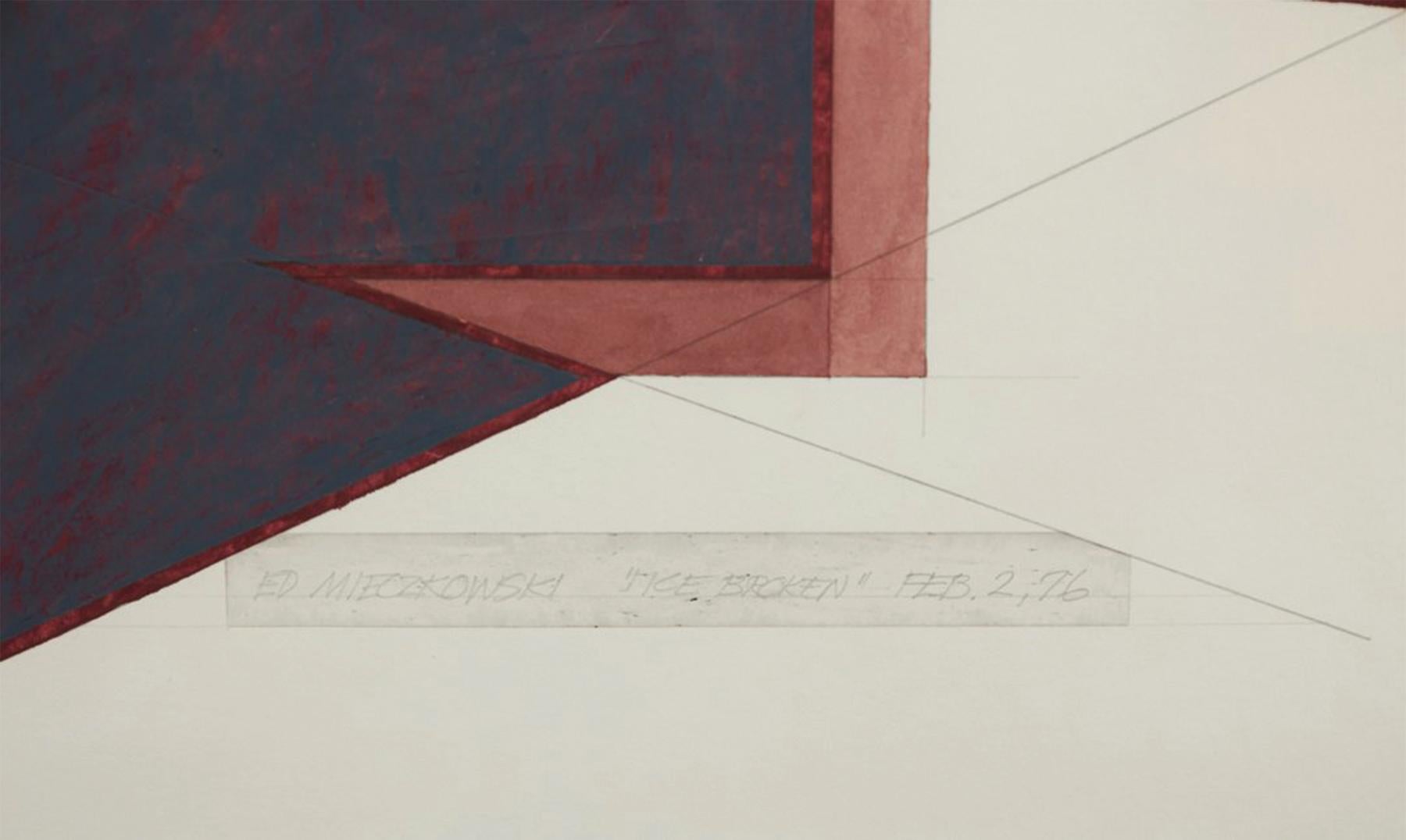 Broken Eis, große Gouache aus der Mitte des 20. Jahrhunderts, Op Art Cleveland School Künstler im Angebot 2