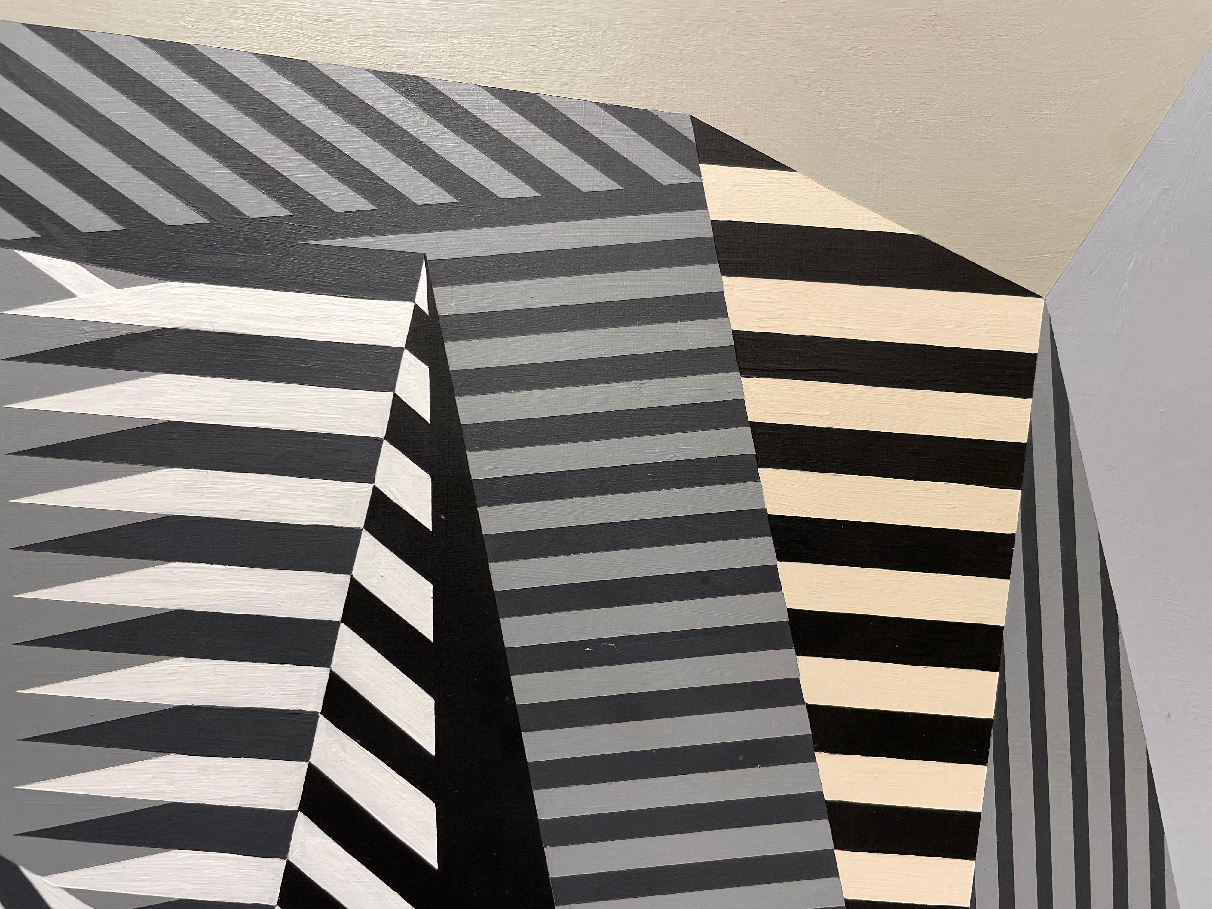 Gekrümmte Abmessungen, Abstrakte OpArt Geometrisch, Mitte des Jahrhunderts Cleveland Künstler im Angebot 5