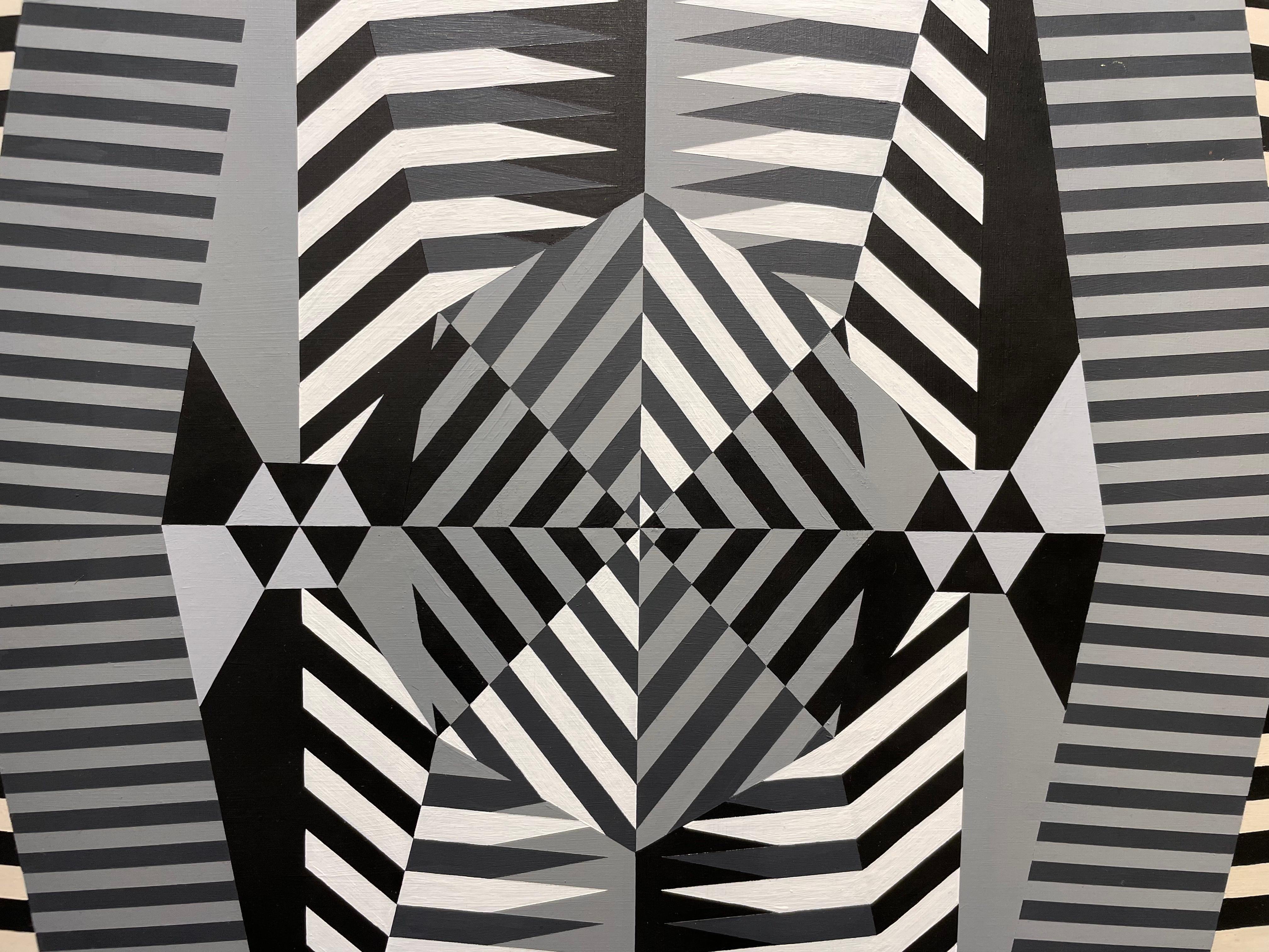 Gekrümmte Abmessungen, Abstrakte OpArt Geometrisch, Mitte des Jahrhunderts Cleveland Künstler im Angebot 6