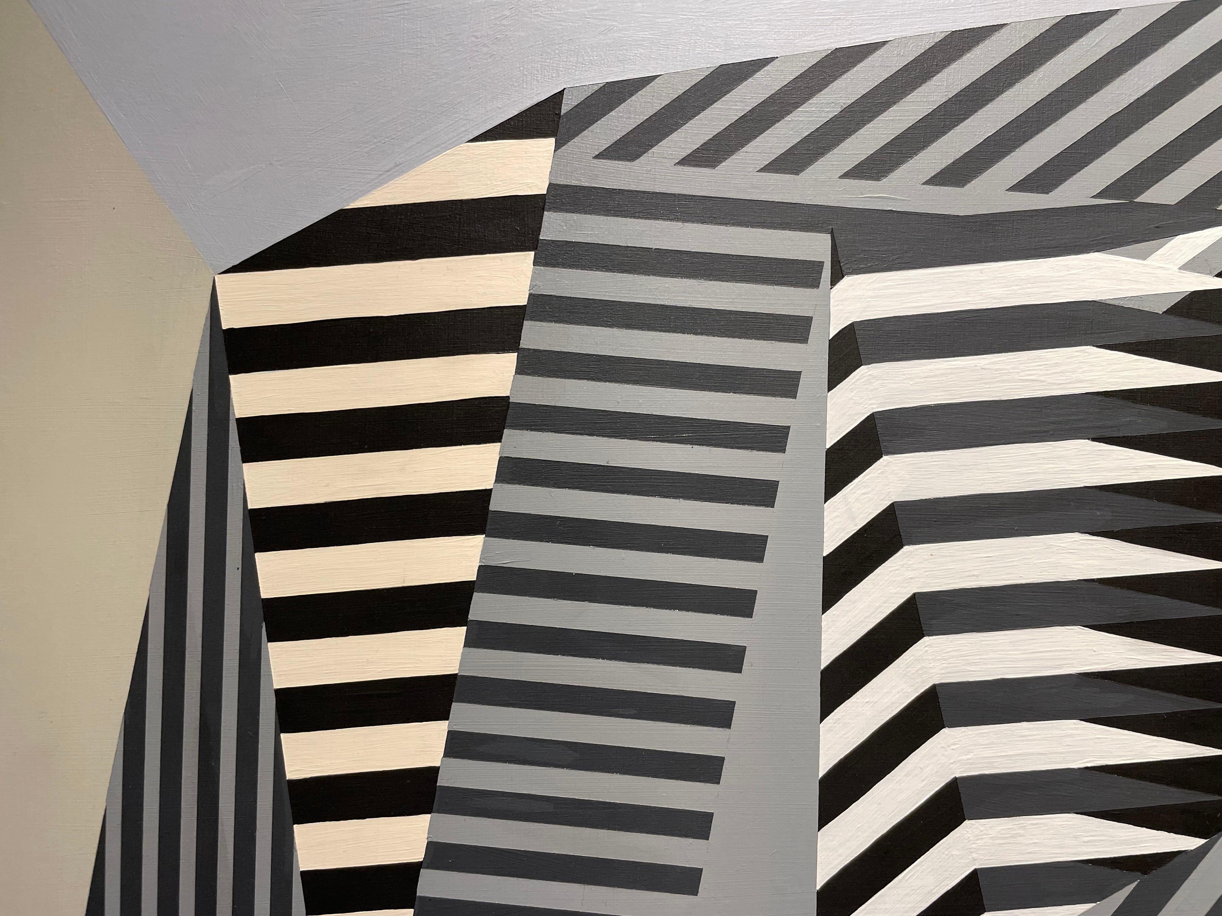 Gekrümmte Abmessungen, Abstrakte OpArt Geometrisch, Mitte des Jahrhunderts Cleveland Künstler im Angebot 7