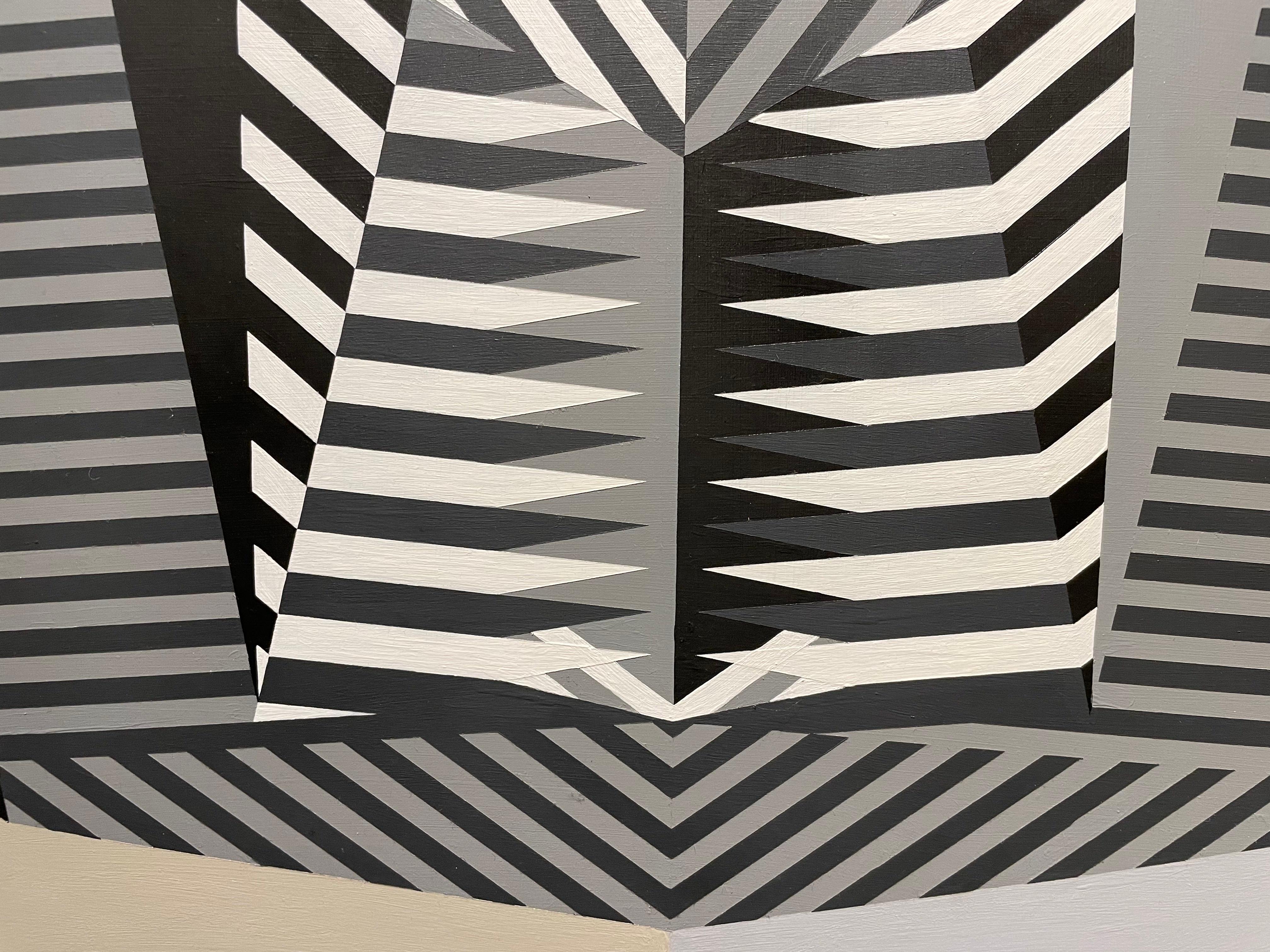 Gekrümmte Abmessungen, Abstrakte OpArt Geometrisch, Mitte des Jahrhunderts Cleveland Künstler im Angebot 8