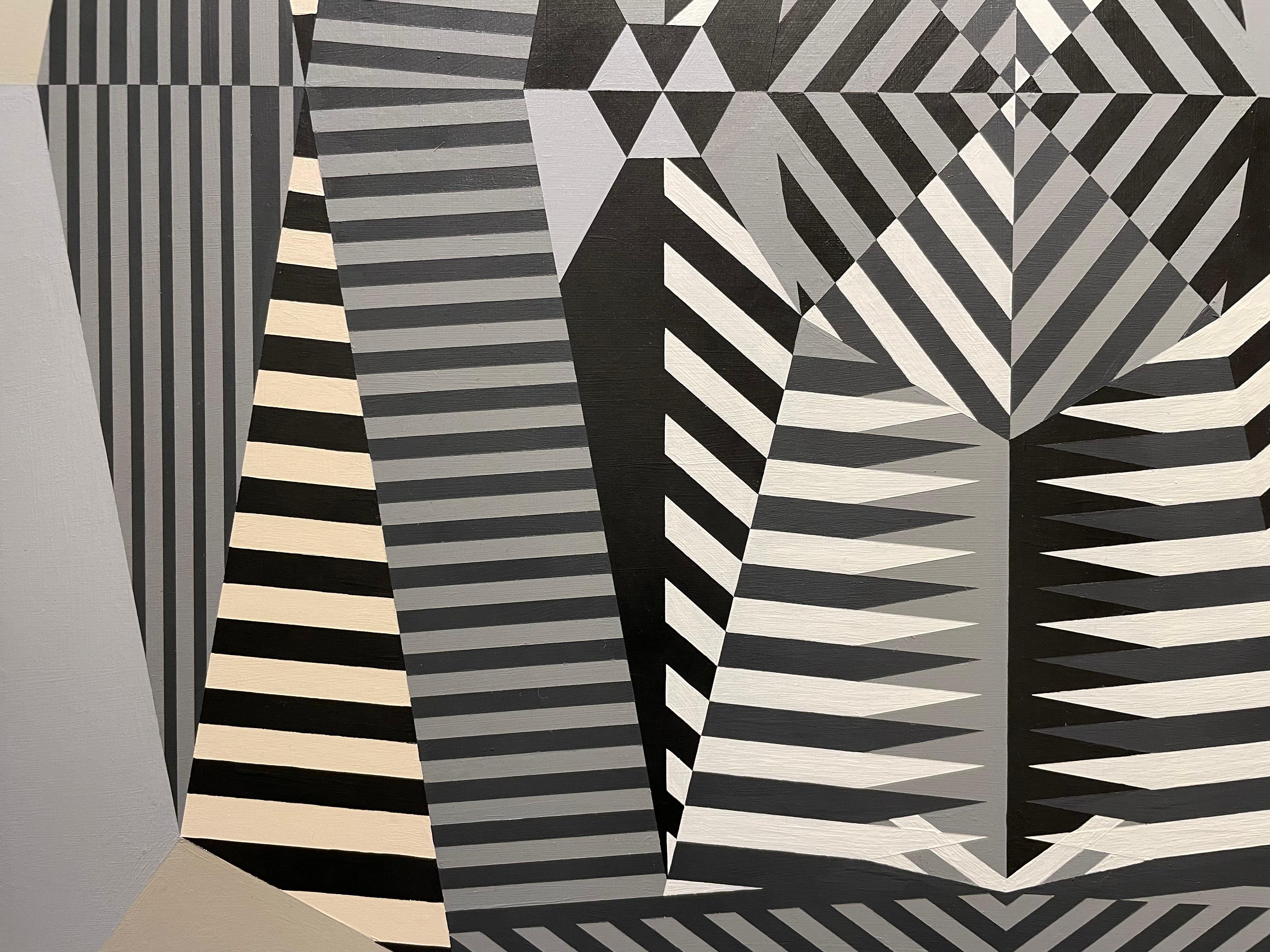 Gekrümmte Abmessungen, Abstrakte OpArt Geometrisch, Mitte des Jahrhunderts Cleveland Künstler im Angebot 9