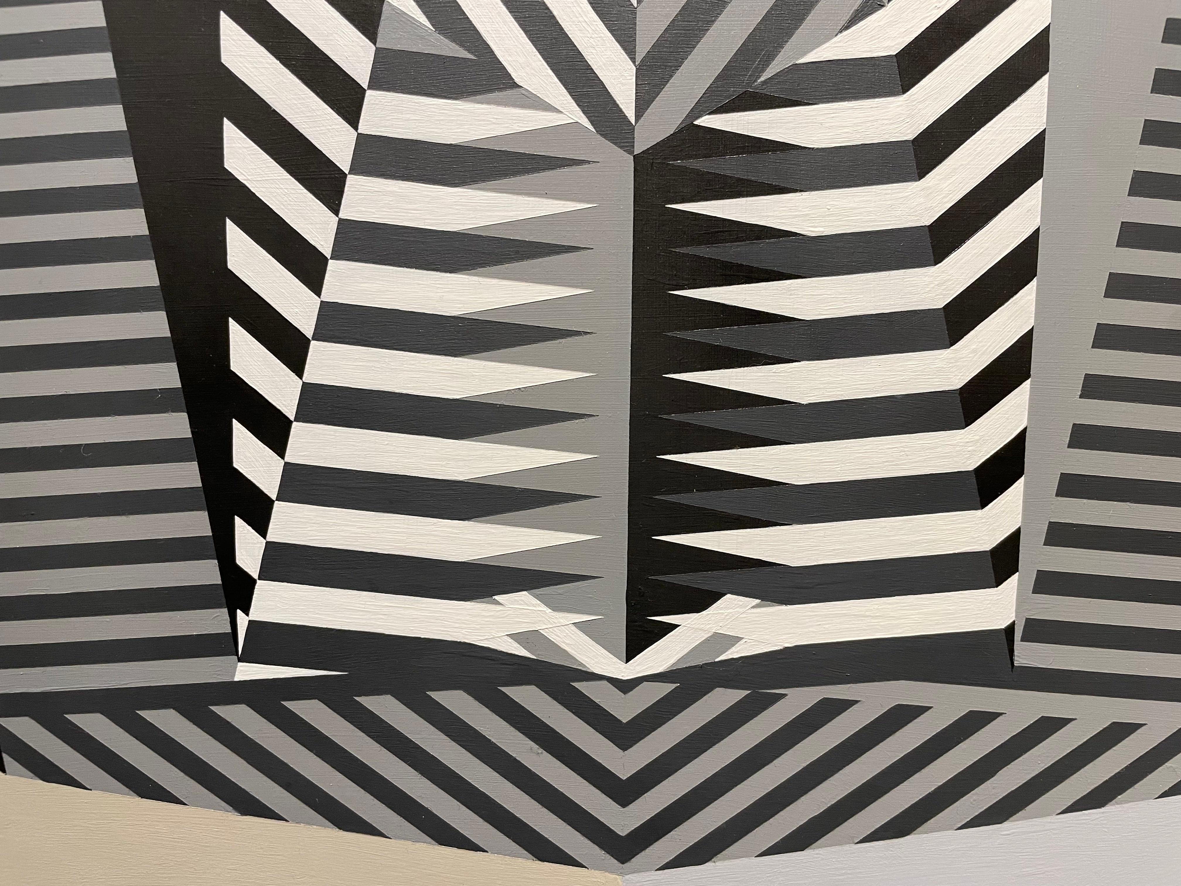 Gekrümmte Abmessungen, Abstrakte OpArt Geometrisch, Mitte des Jahrhunderts Cleveland Künstler im Angebot 11