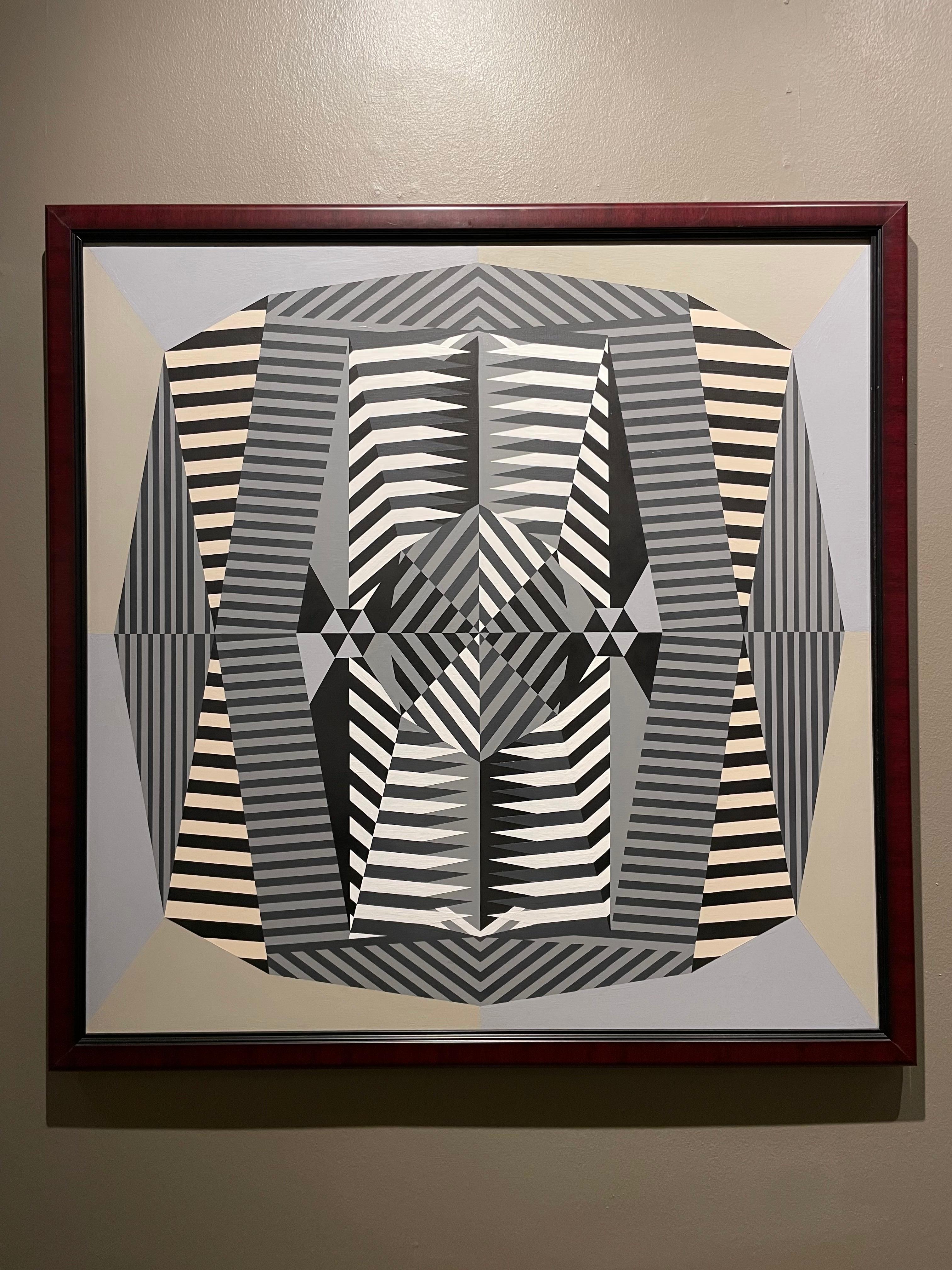 Gekrümmte Abmessungen, Abstrakte OpArt Geometrisch, Mitte des Jahrhunderts Cleveland Künstler im Angebot 2