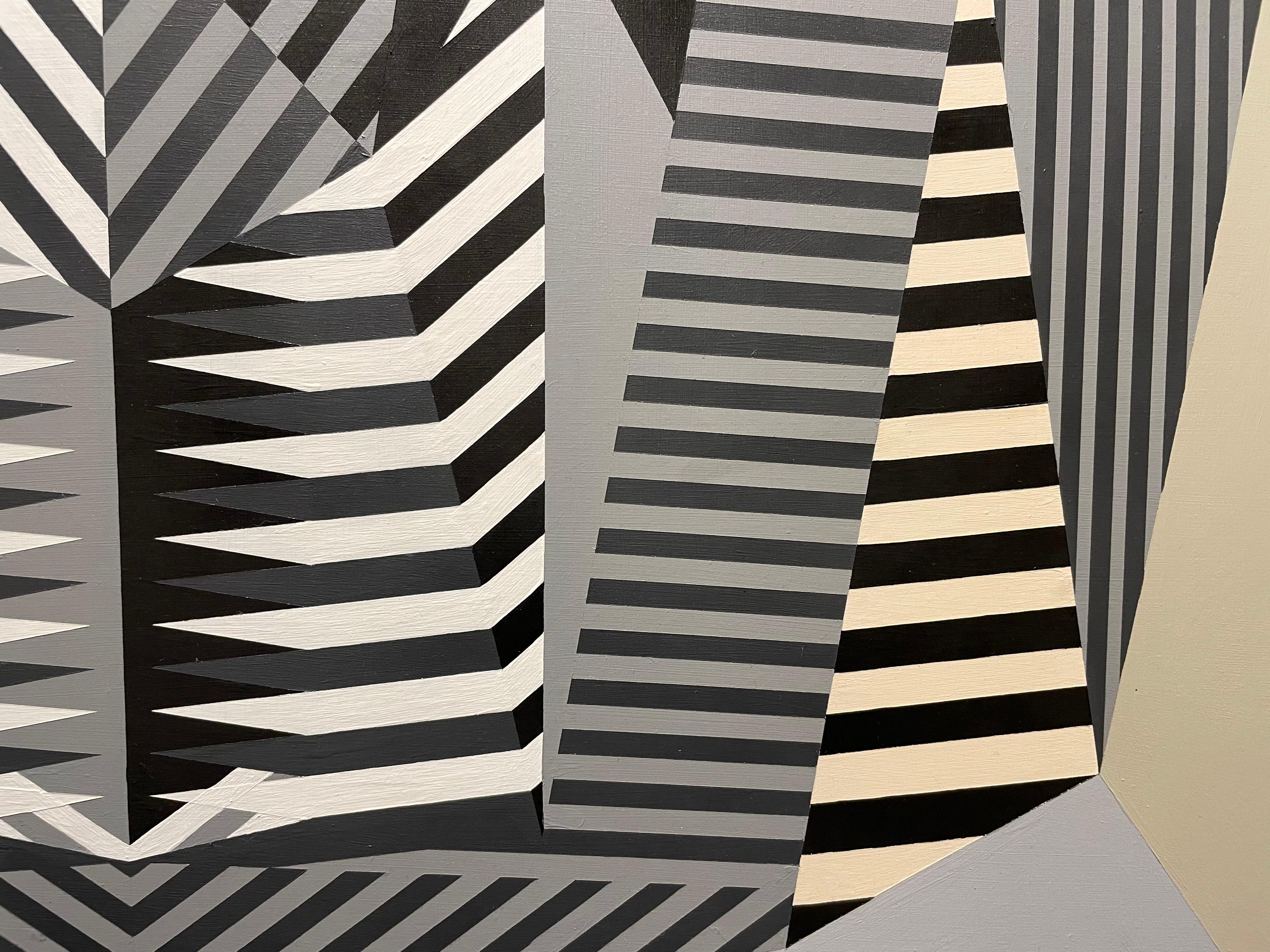 Gekrümmte Abmessungen, Abstrakte OpArt Geometrisch, Mitte des Jahrhunderts Cleveland Künstler im Angebot 3