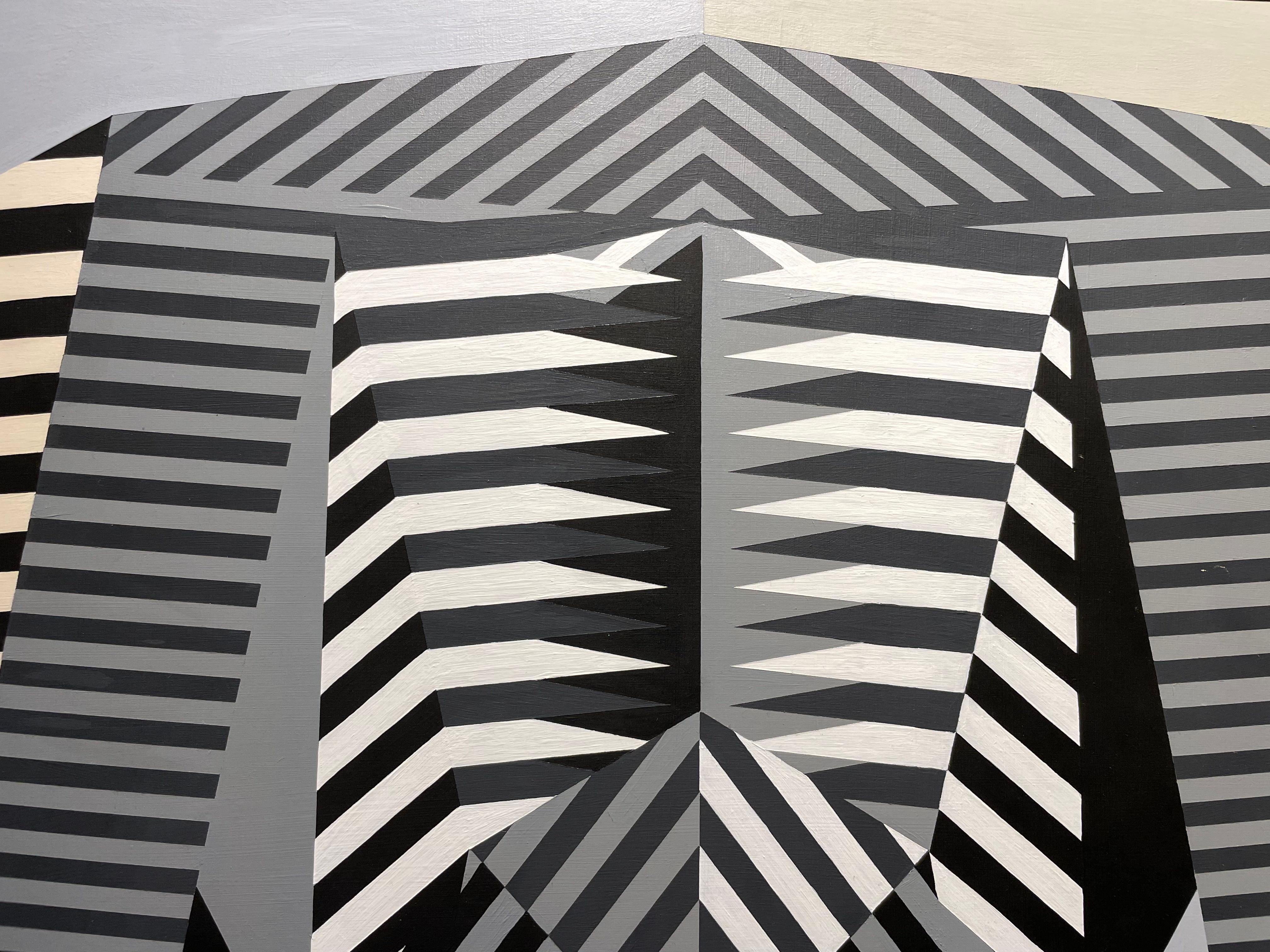 Gekrümmte Abmessungen, Abstrakte OpArt Geometrisch, Mitte des Jahrhunderts Cleveland Künstler im Angebot 4