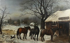 The Blacksmiths. Oil Painting by Edwin Roper Stocqueler (Australian -1829 -1895)