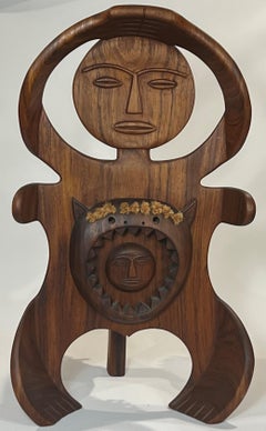 Sculpture moderniste d'un homme chevauchant un Jaguar qui a mangé un homme, Edwin Scheier, 1964