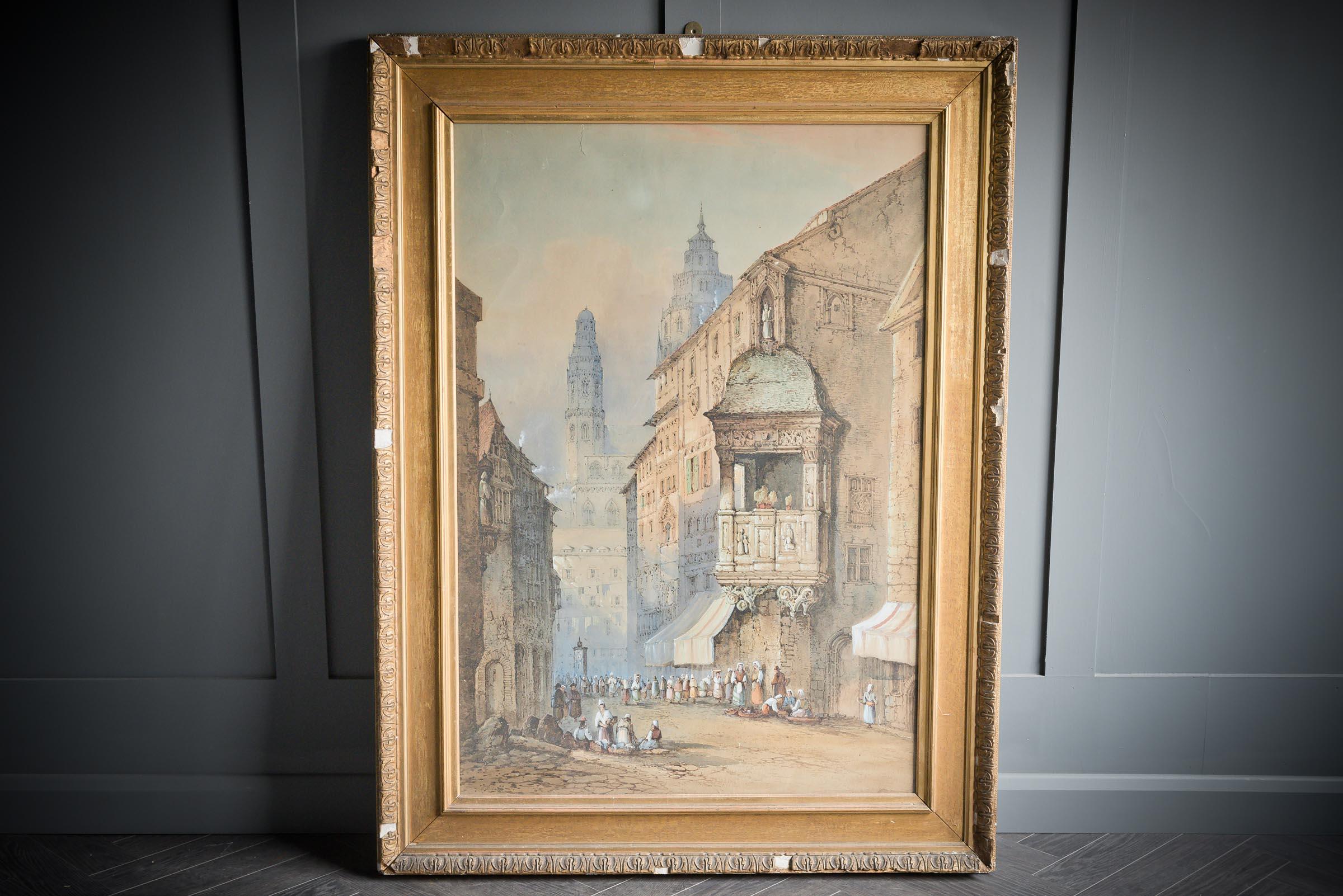 Charming watercolor scene painted and signed by Edwin St.John C.1880.