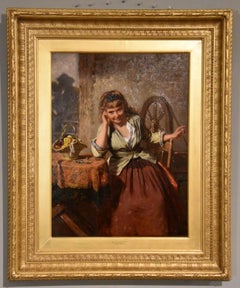 Oil Painting by Edwin Thomas Roberts "The Eavesdropper"