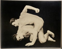 EDWIN TOWNSEND 1930 VINTAGE MALE NUDE PHOTOGRAPH 'THE WRESTLERS'