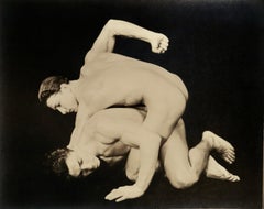 EDWIN TOWNSEND 1930 VINTAGE MALE NUDE PHOTOGRAPH 'THE WRESTLERS'