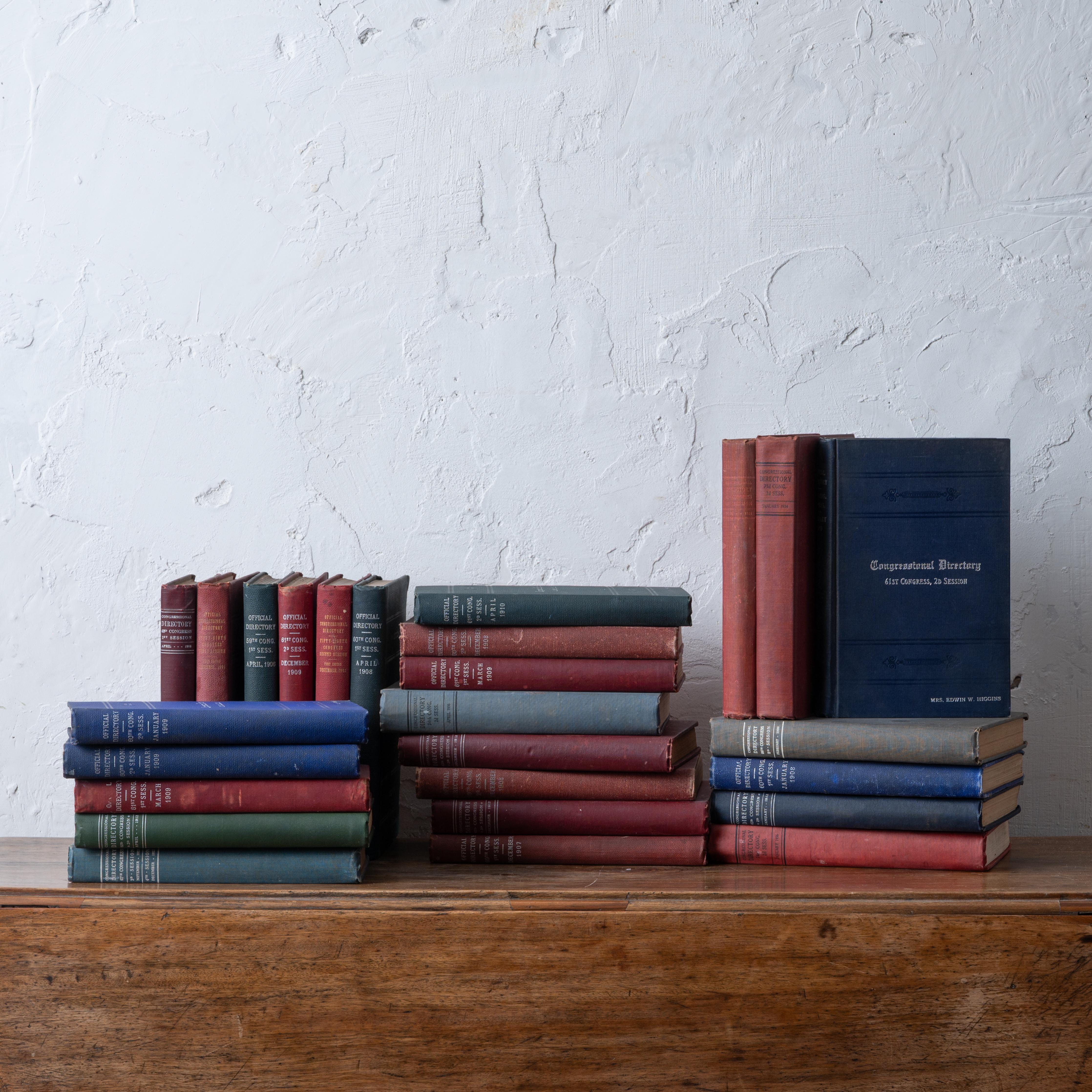 A set of congressional directories belonging to Connecticut Congressman Edwin W. Higgins and one belonging to Connecticut Governor George L. Lilley.



Nine are not personalized on the cover with foil debossing.  



on shelf: 30 inches wide by 6