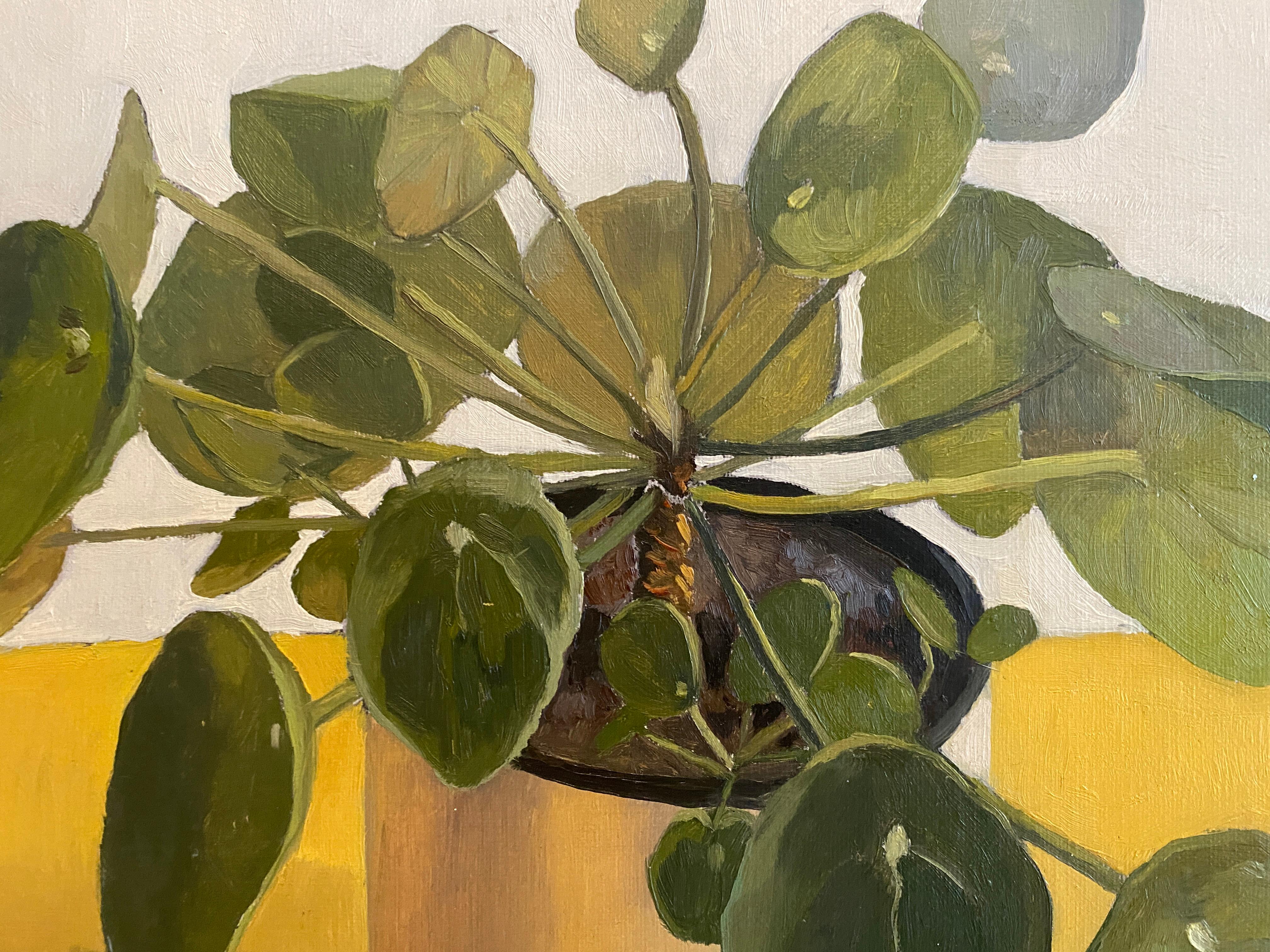 Houseplant with Yellow - Contemporary Painting by Edwina Lucas