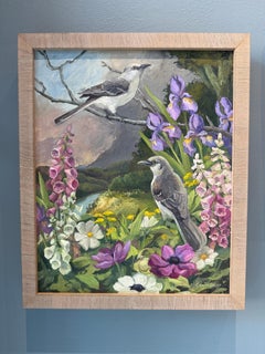 „Mockingbirds in Paradise“ Amerikanisches Realismus-Stillleben mit farbenfroher Landschaft