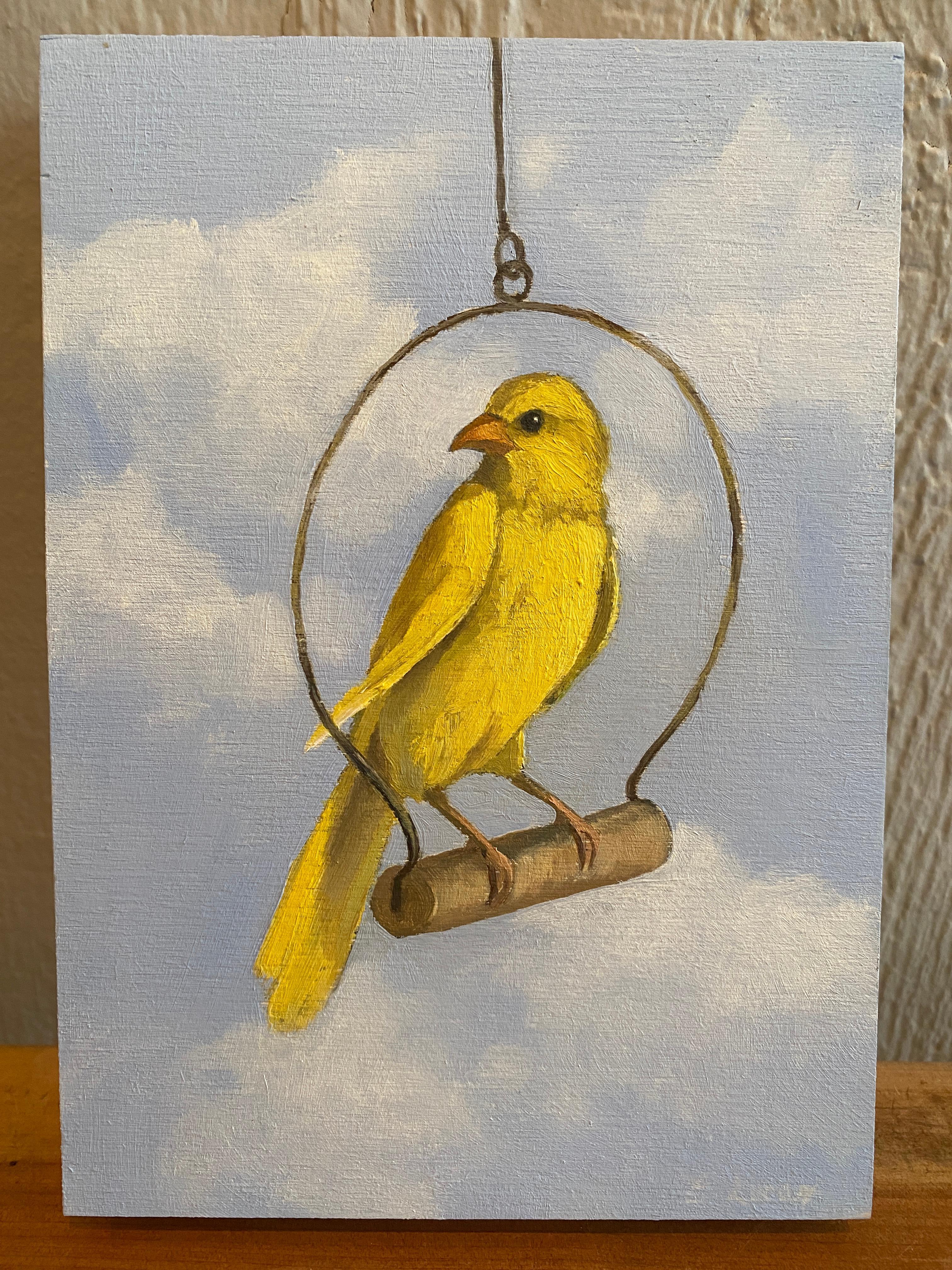 Yellow Bird - Contemporary Painting by Edwina Lucas