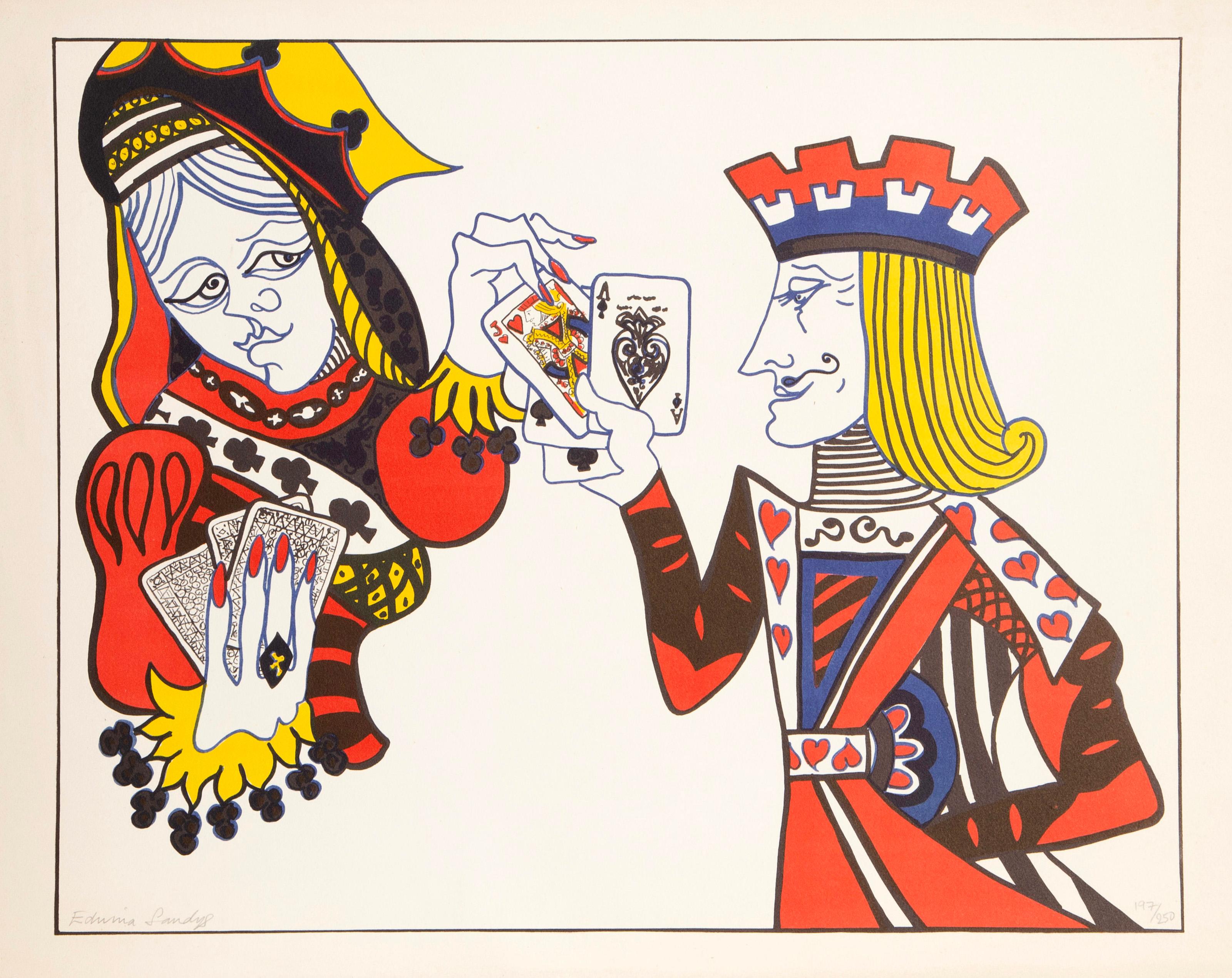 Edwina Sandys, Inglese (1938 - ) - Giocatori di carte, Anno: 1974, Medium: Litografia, firmato e numerato a matita, Edizione: 197/250, Dimensioni immagine: 20 x 25 pollici, Dimensioni: 21 x 28 pollici (53,34 x 71,12 cm), Descrizione: Litografia