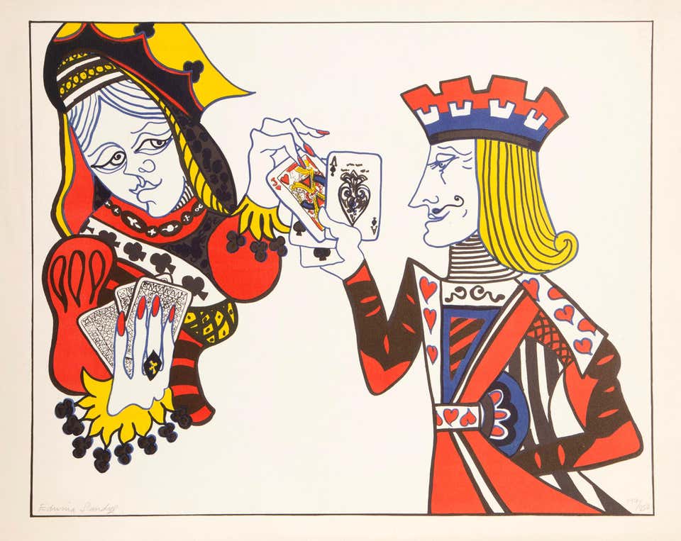 Card Players, Pop Art Lithograph by Edwina Sandys