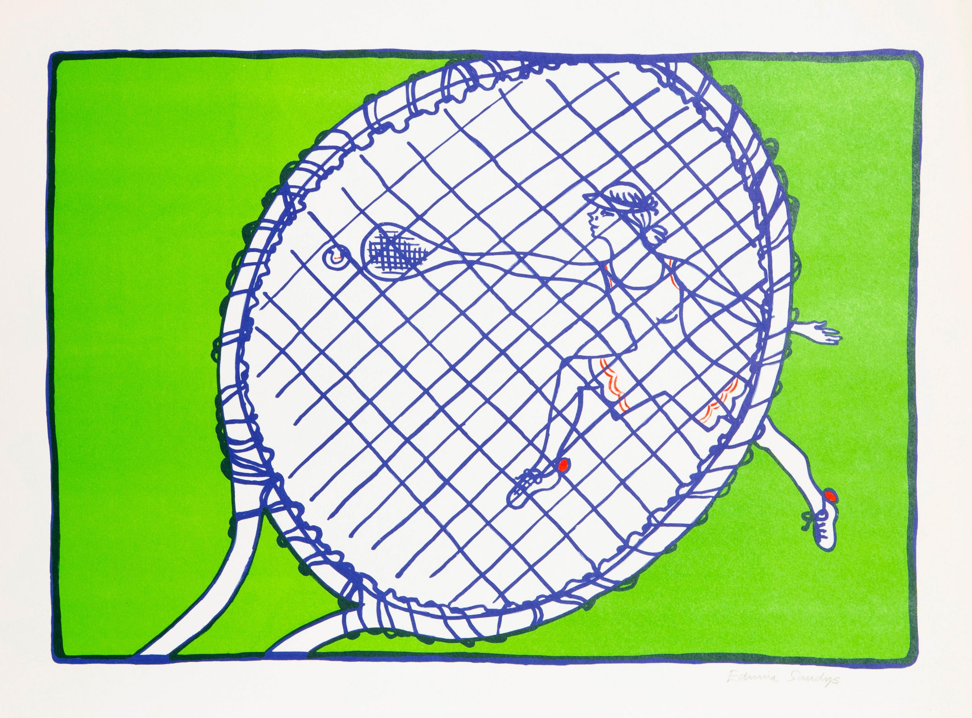 Edwina Sandys, Británica (1938 - ) - Tenis, Año: 1974, Medio: Litografía, firmada y numerada a lápiz, Edición: 8/300, Tamaño de la imagen: 16 x 22,5 pulgadas, Tamaño: 21 x 27 pulgadas (53,34 x 68,58 cm), Descripción: Litografía de la artista