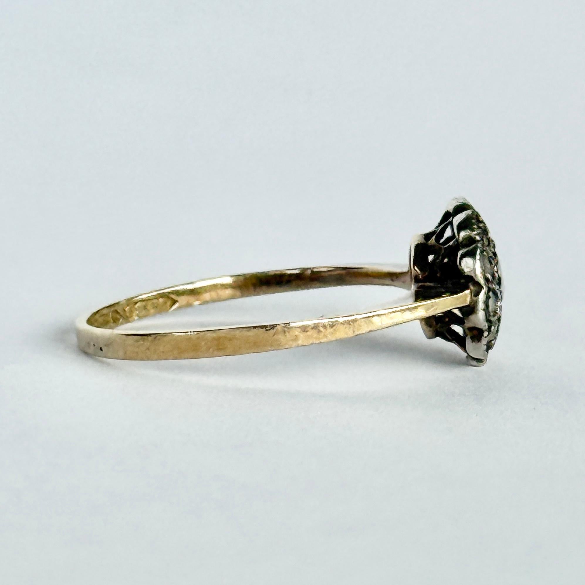 Donna Anello a grappolo con diamante taglio rosa Edwradian in oro 18 carati in vendita