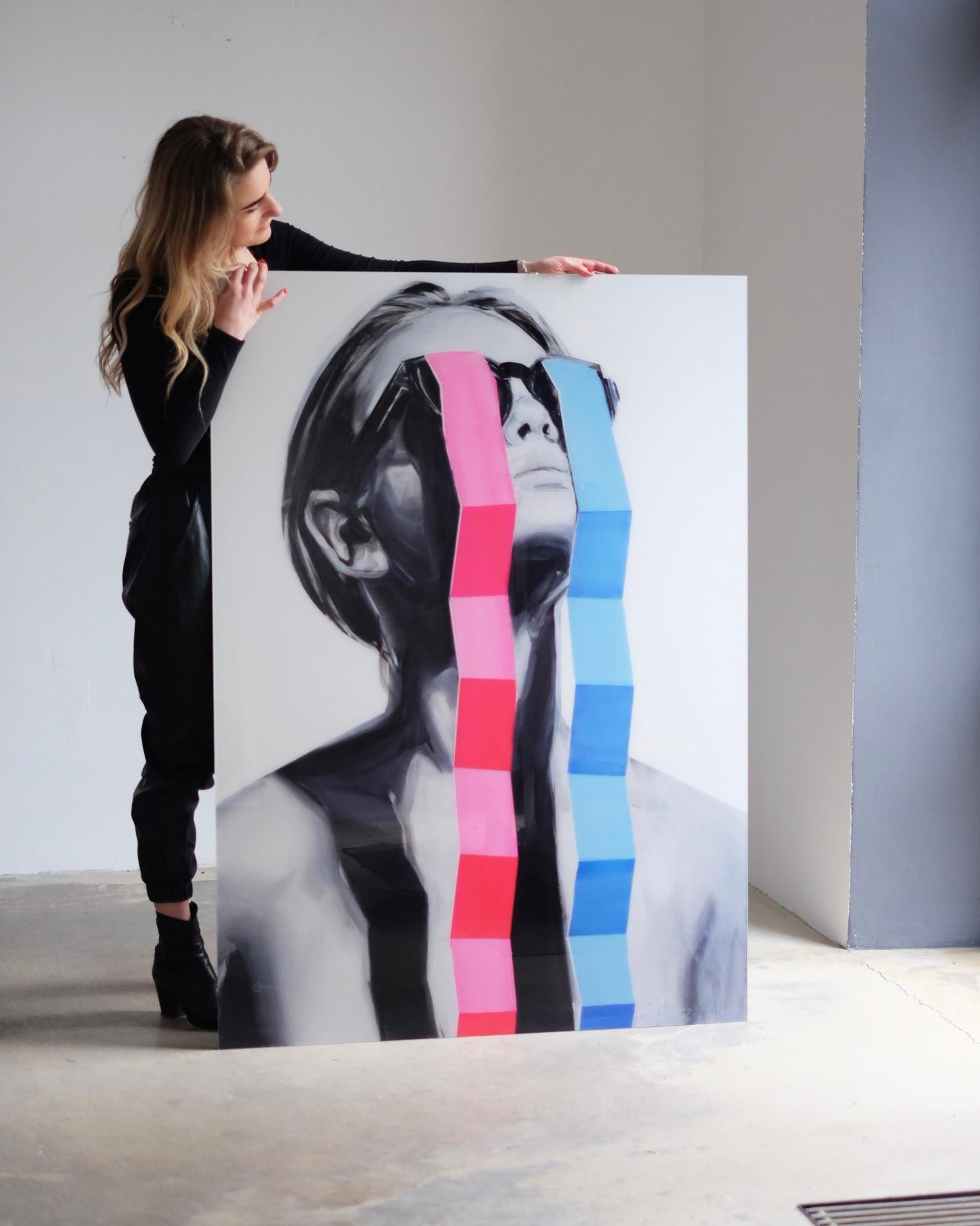 „PLACEBO.3“ Porträt Pop Art Plexiglasdruck 55' x 39' Zoll von Edyta Grzyb im Angebot 4