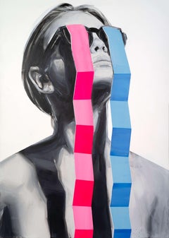 „PLACEBO.3“ Porträt Pop Art Plexiglasdruck 55' x 39' Zoll von Edyta Grzyb