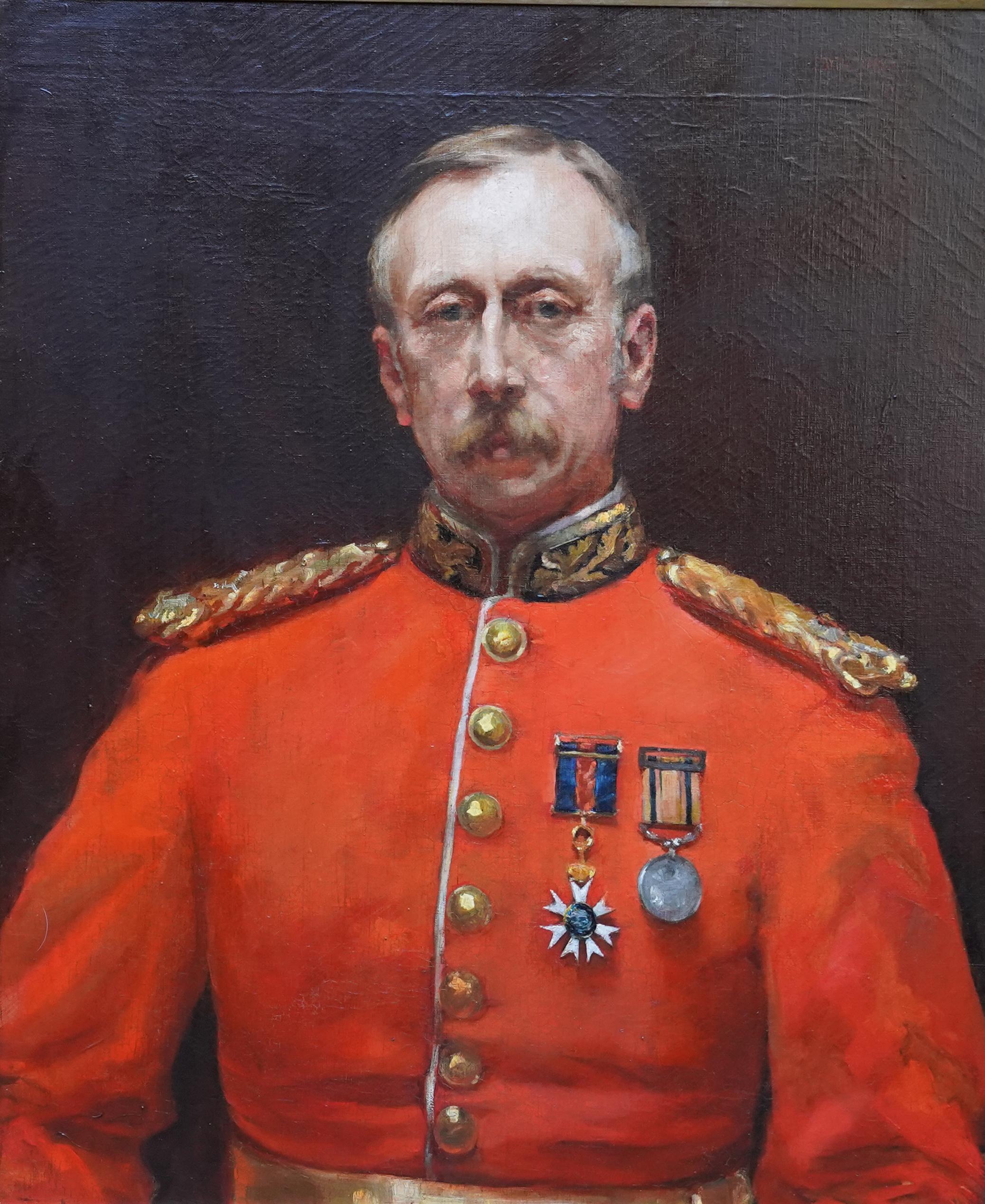 Portrait of Major General Harding Steward - British 19thC military oil painting - Painting by Edyth Starkie