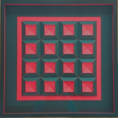 16 quadrants rouges/noirs RZ - peinture abstraite contemporaine moderne relief