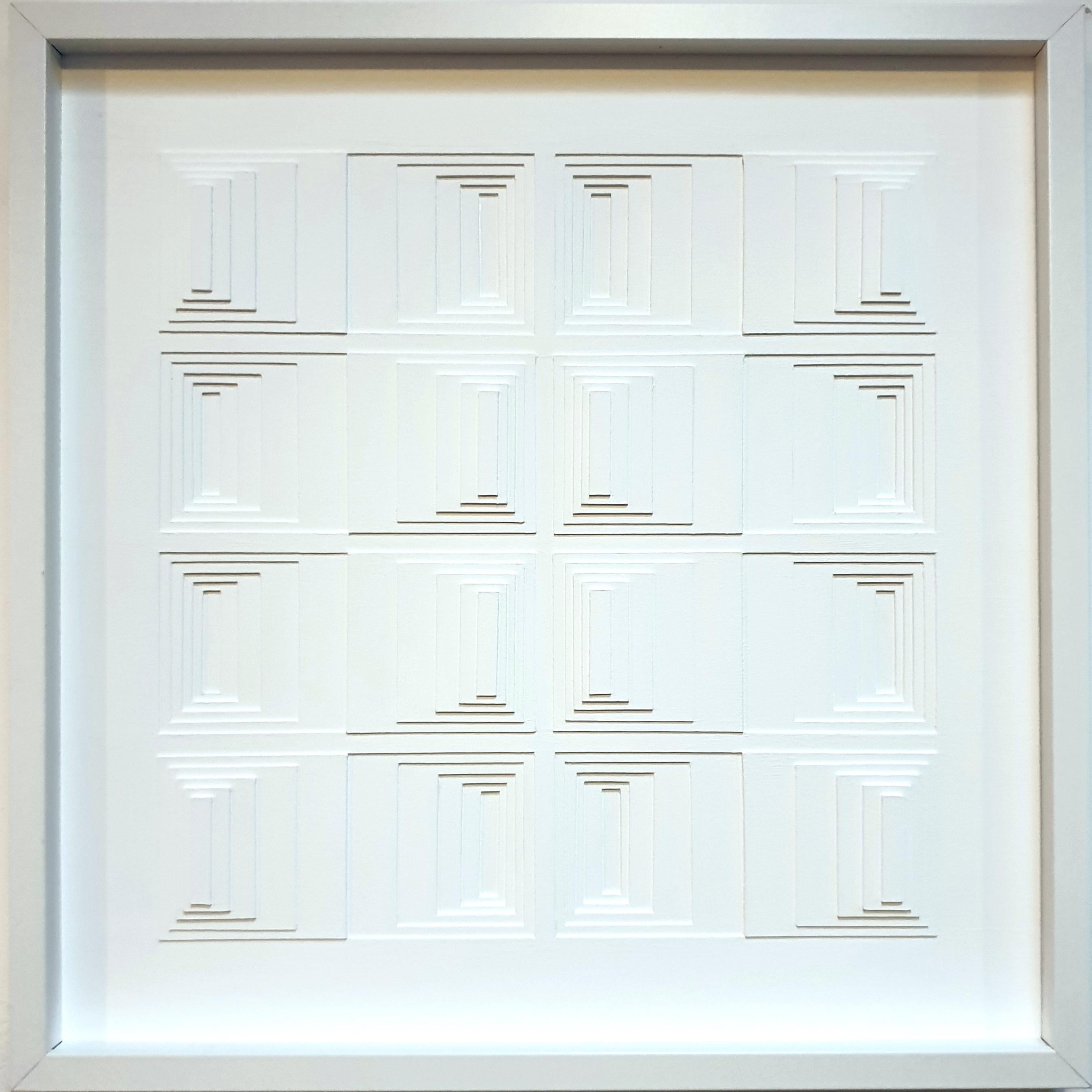 BB112019-721 - white contemporary modern abstract geometric painting relief