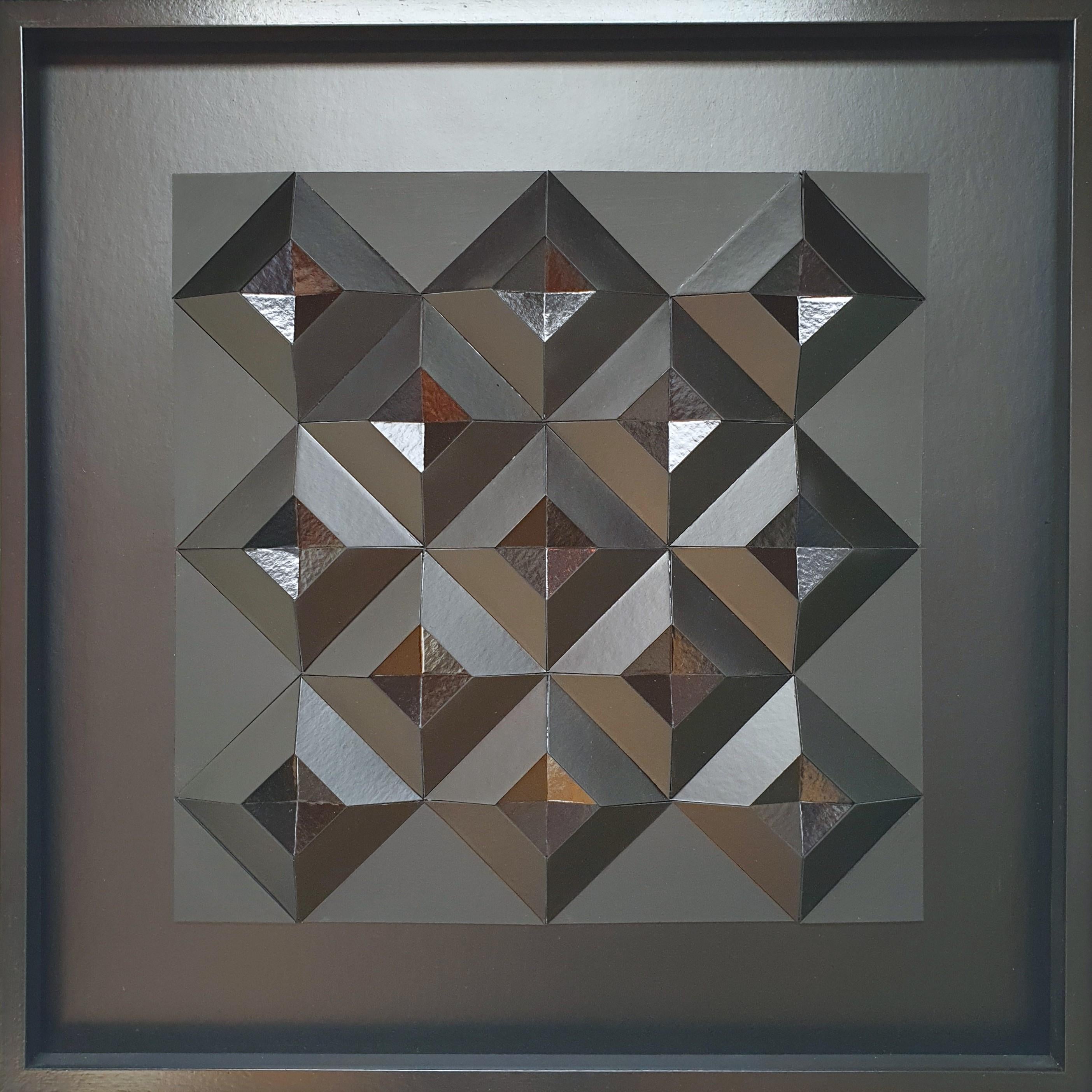 Diamond shape variation no. 6 - contemporary modern abstract painting relief - Contemporary Painting by Eef de Graaf