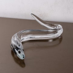 Escultura de Anguila en cristal de Murano con decoraciones negras, Italia en stock