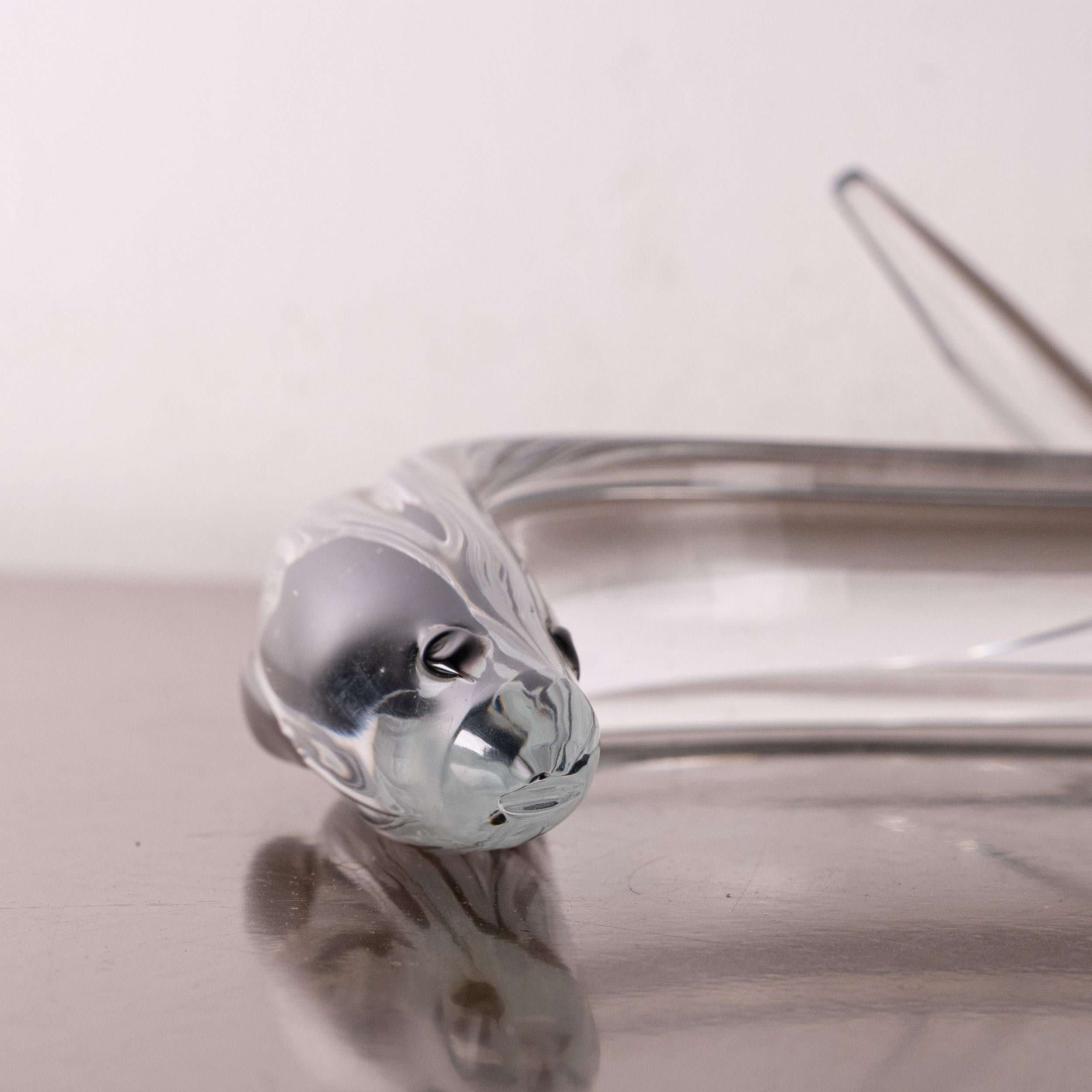 Italian Eel Sculpture in Crystal Murano glass with Black decorations, Italy in stock For Sale
