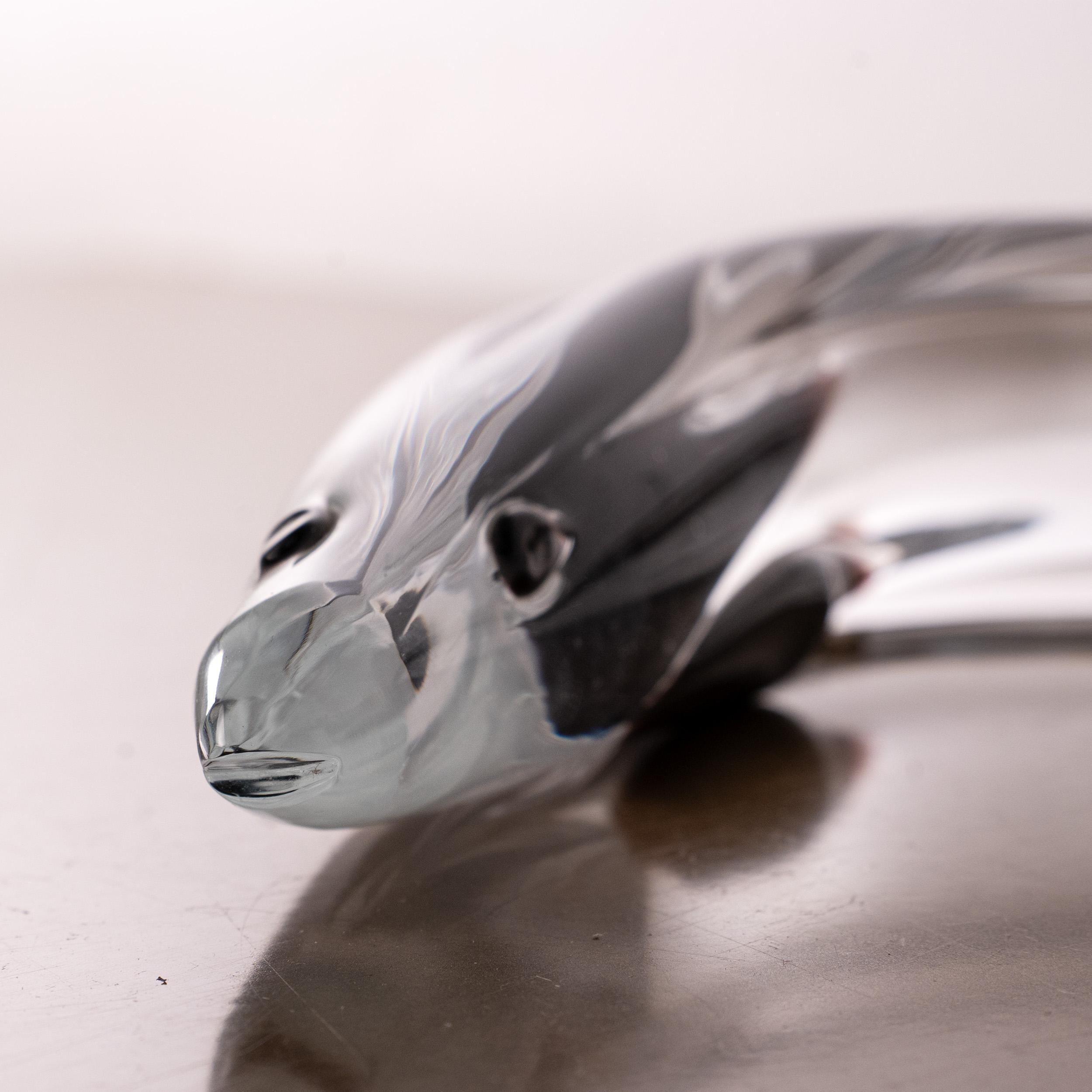 Eel Sculpture in Crystal Murano glass with Black decorations, Italy in stock In Good Condition For Sale In Venezia, IT