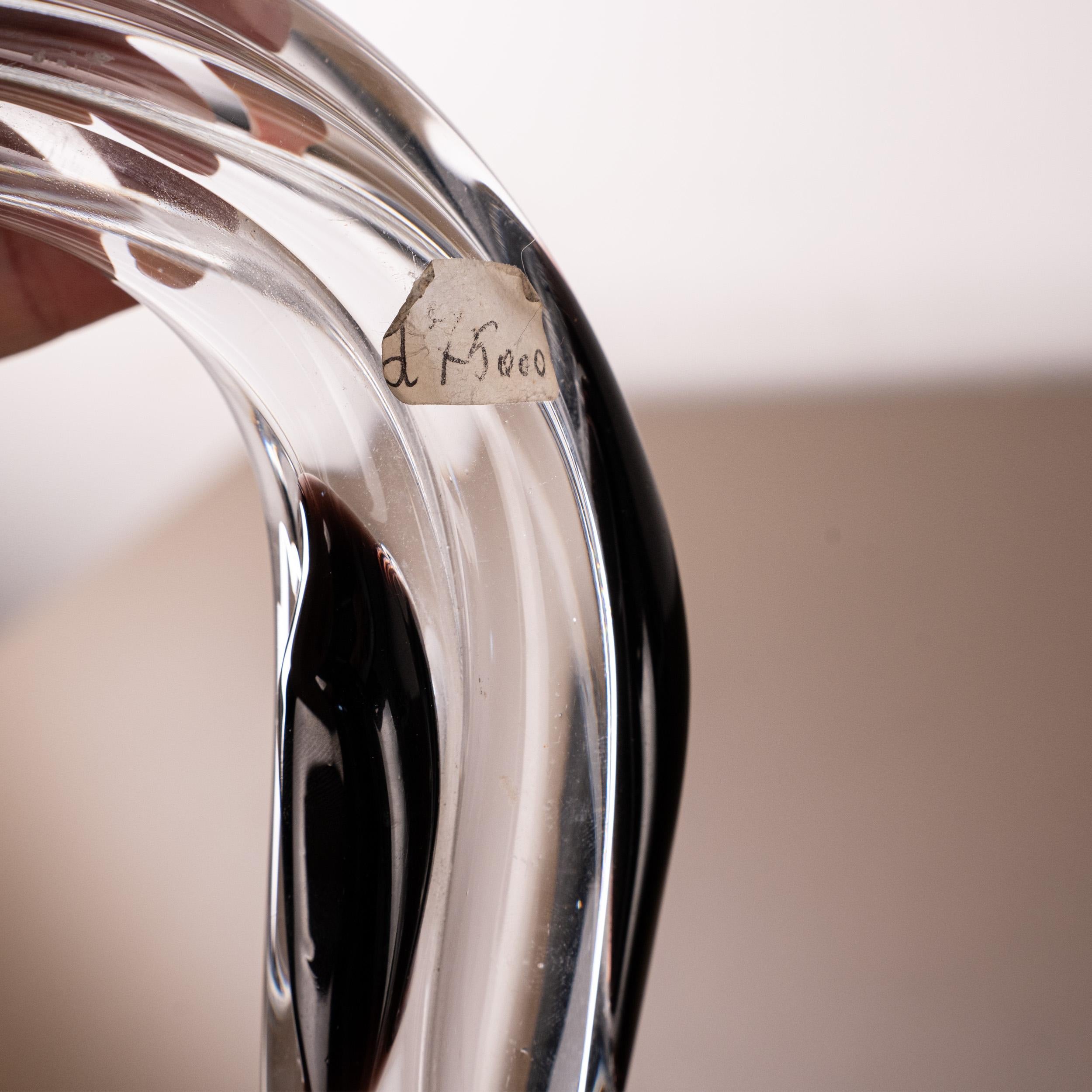 20th Century Eel Sculpture in Crystal Murano glass with Black decorations, Italy in stock For Sale