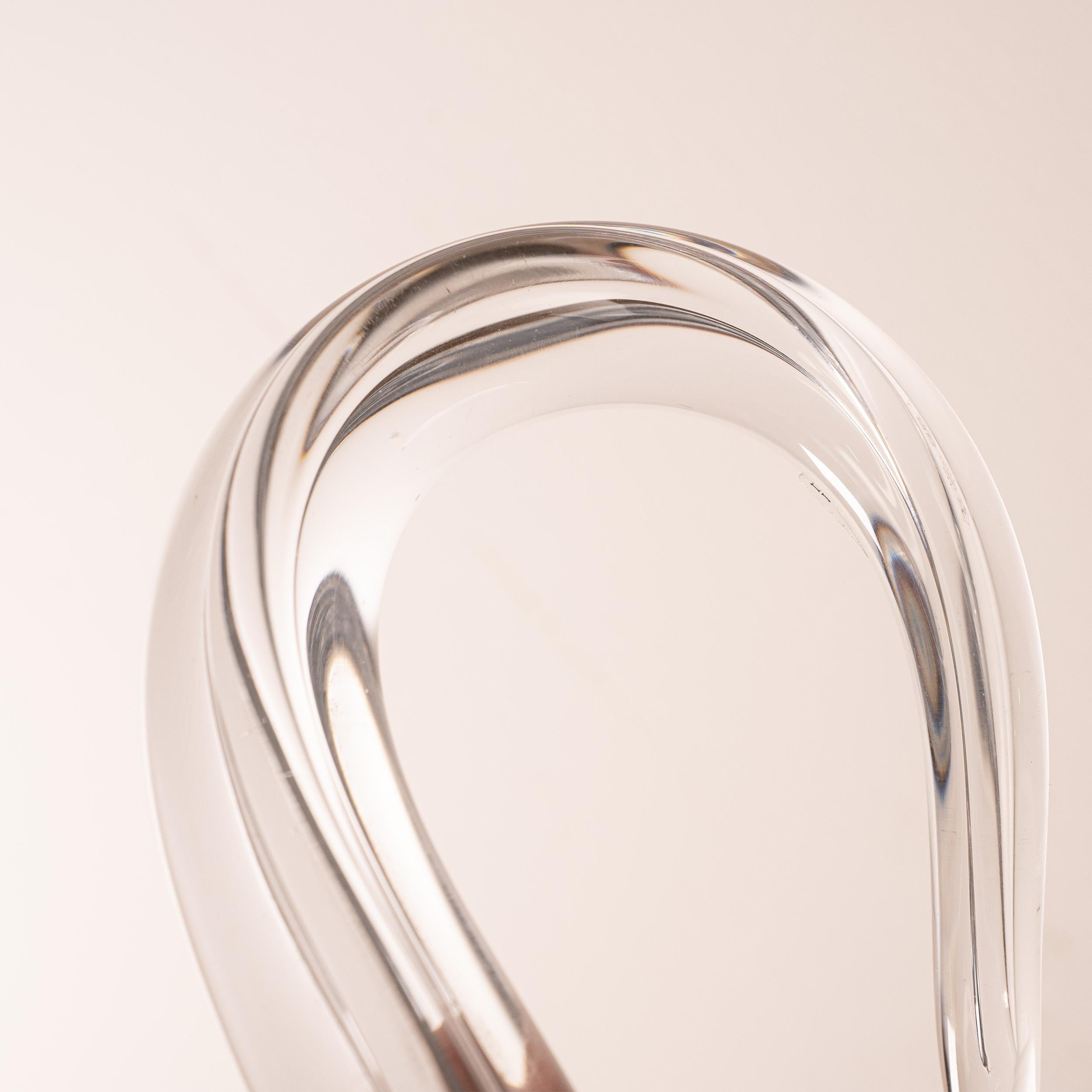 Eel Sculpture in Crystal Murano glass with Black decorations, Italy in stock For Sale 1