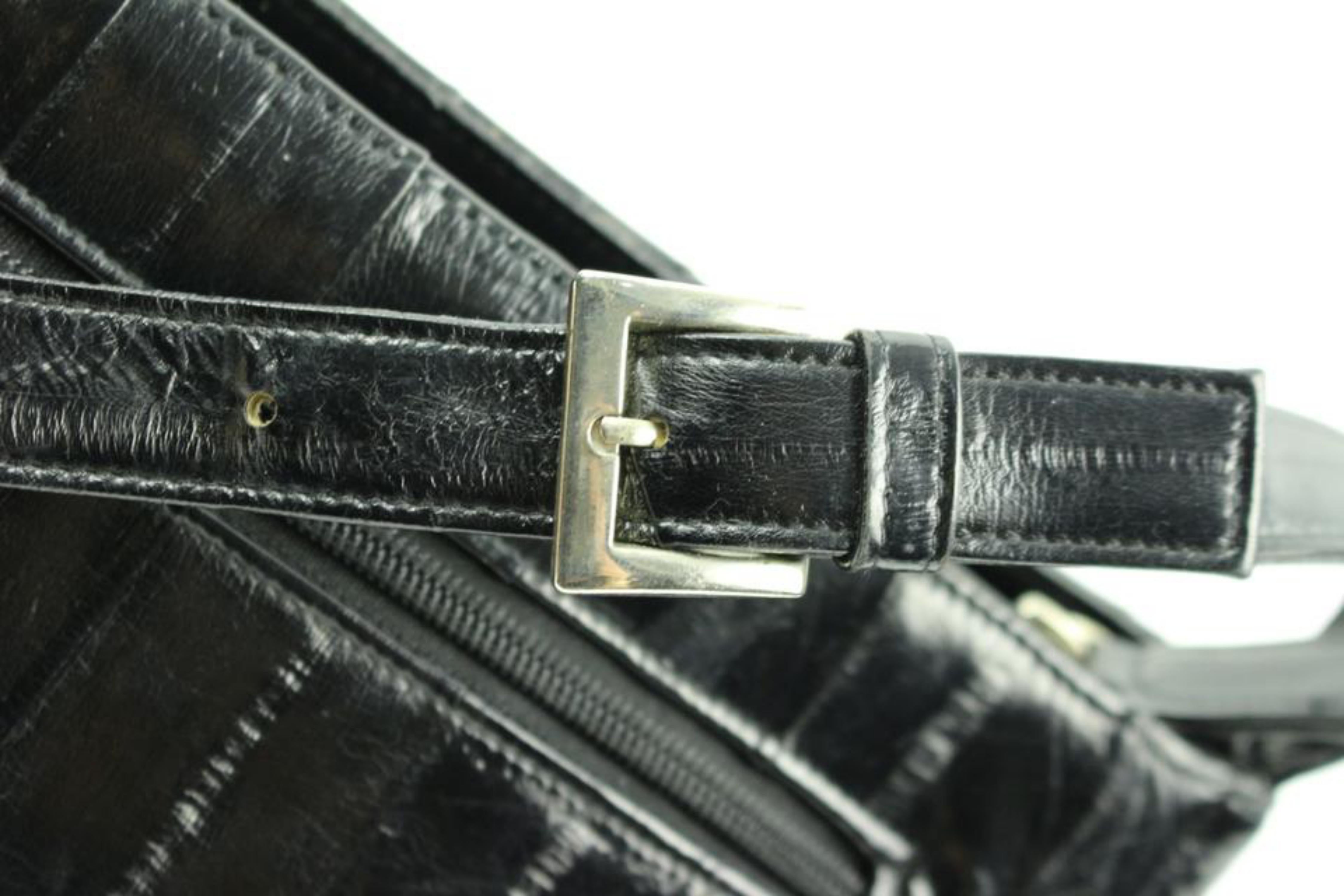 Eel Skin Lsslm1 Black Leather Shoulder Bag For Sale 6