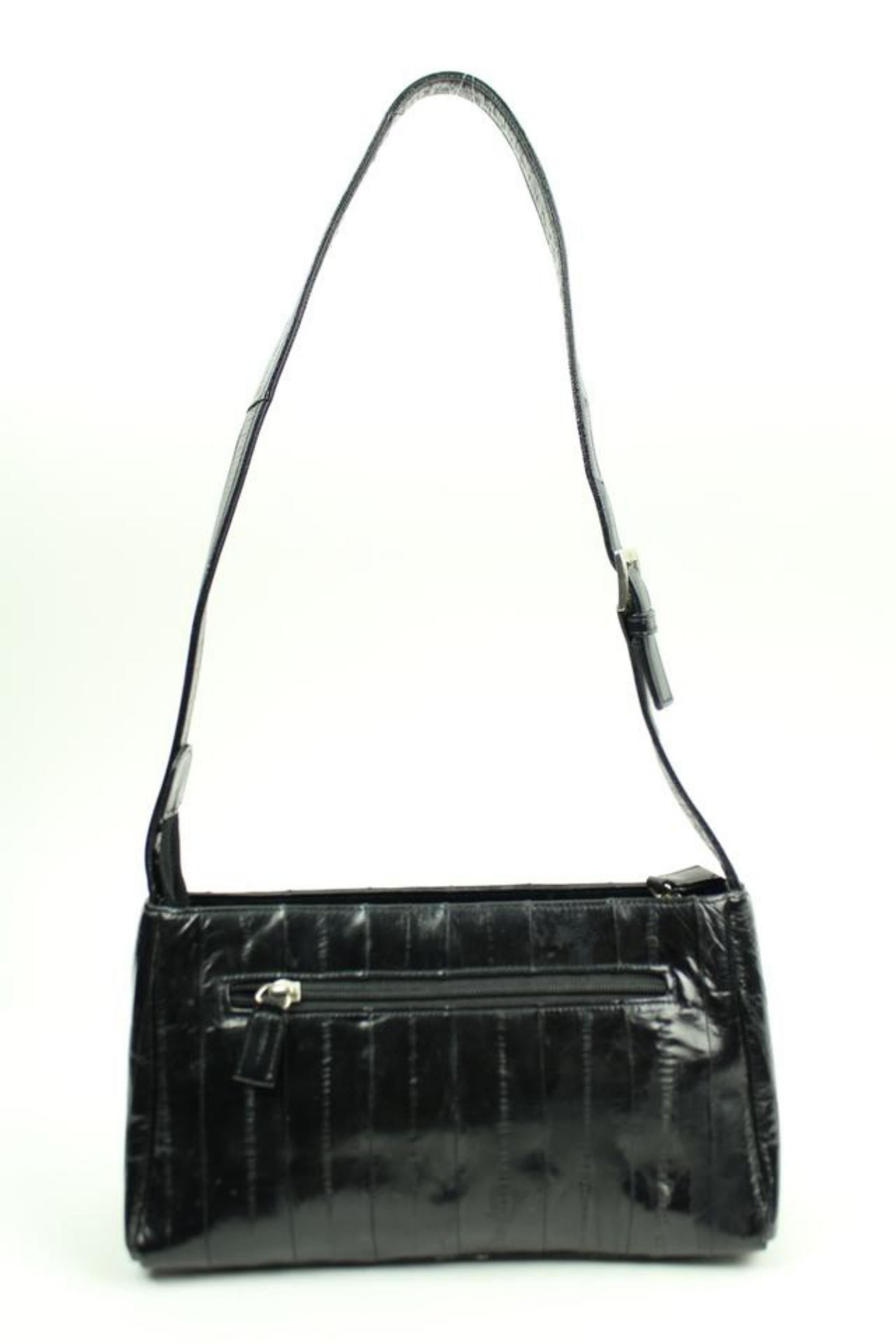Eel Skin Lsslm1 Black Leather Shoulder Bag For Sale 8