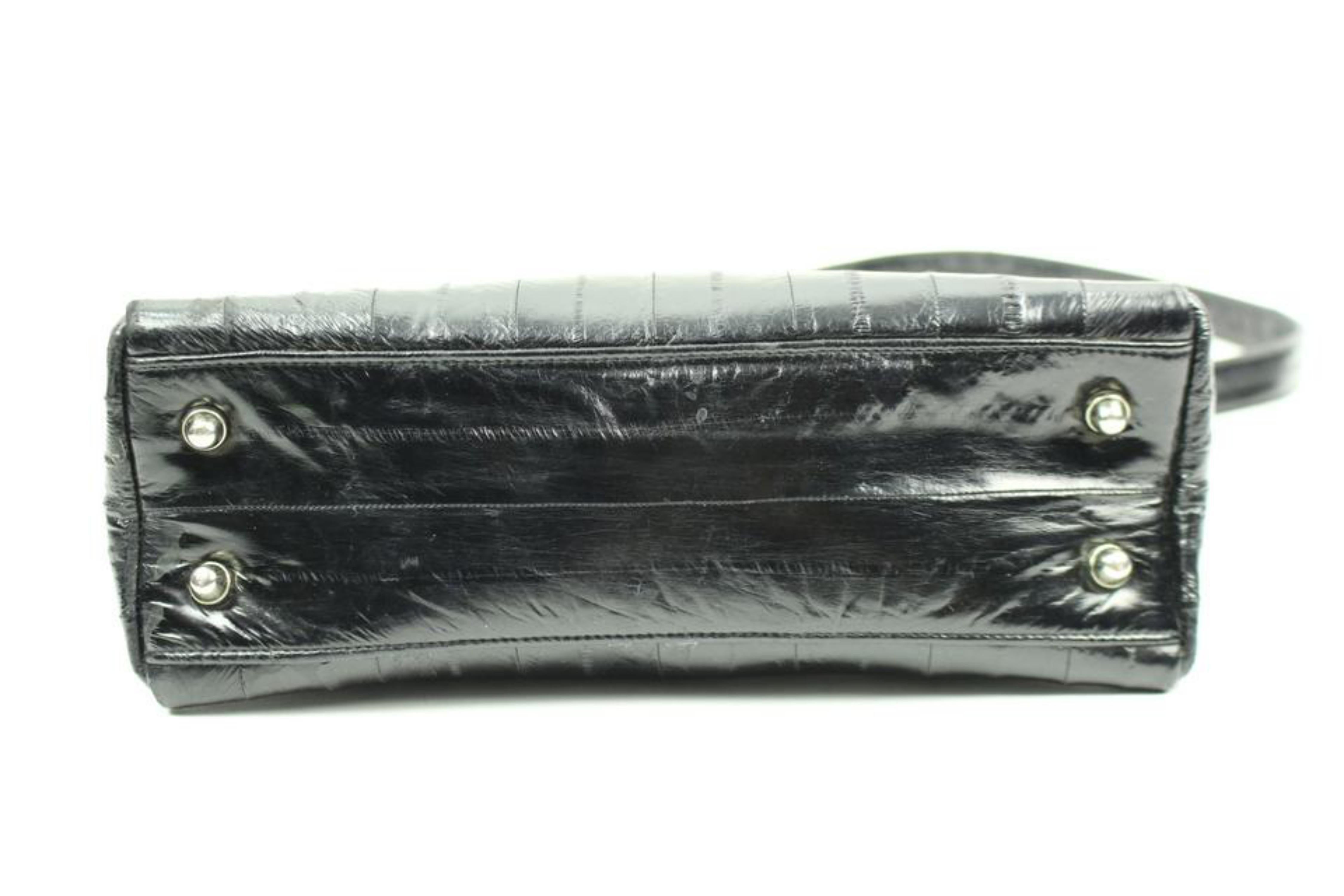 Eel Skin Lsslm1 Black Leather Shoulder Bag For Sale 2