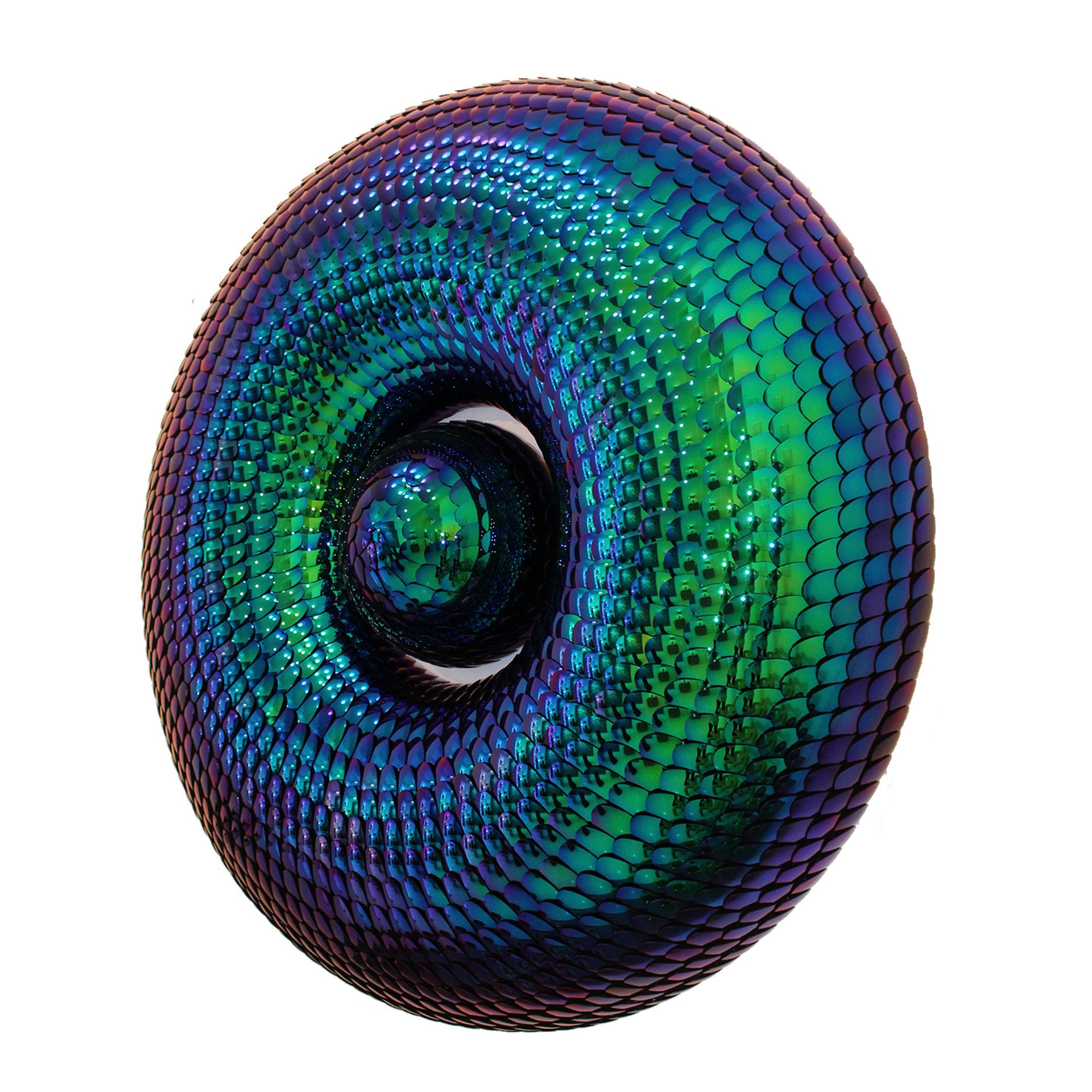 Blue & Green Torus Shape Art Wall Sculpture Habitat Elusive by Eelco Hilgerson For Sale 2