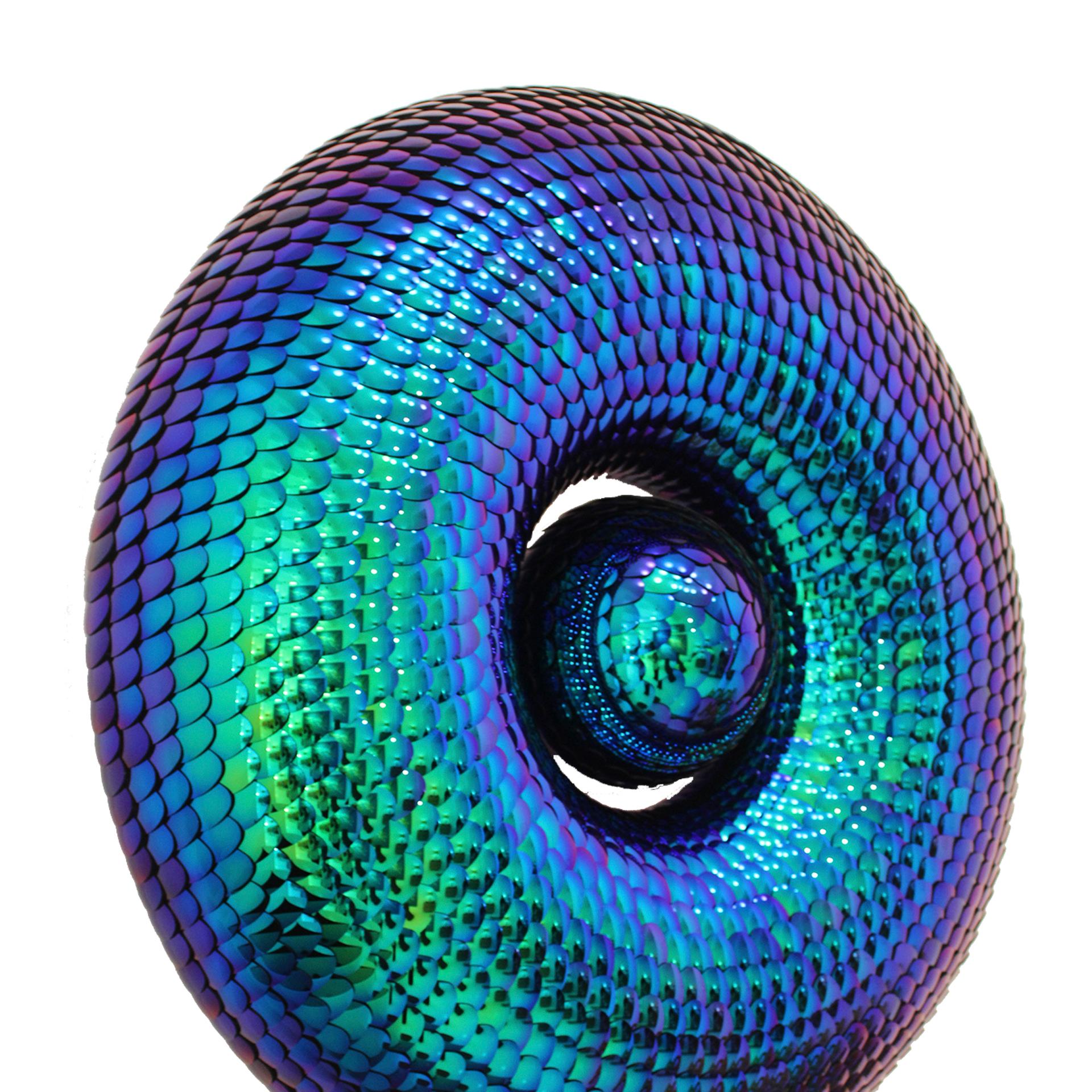 Blue & Green Torus Shape Art Wall Sculpture Habitat Elusive by Eelco Hilgerson For Sale 3