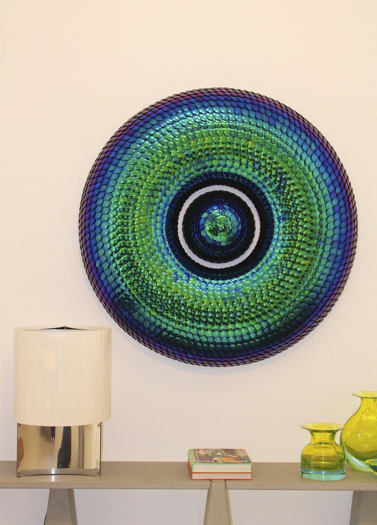 Blue & Green Torus Shape Art Wall Sculpture Habitat Elusive by Eelco Hilgerson For Sale 6